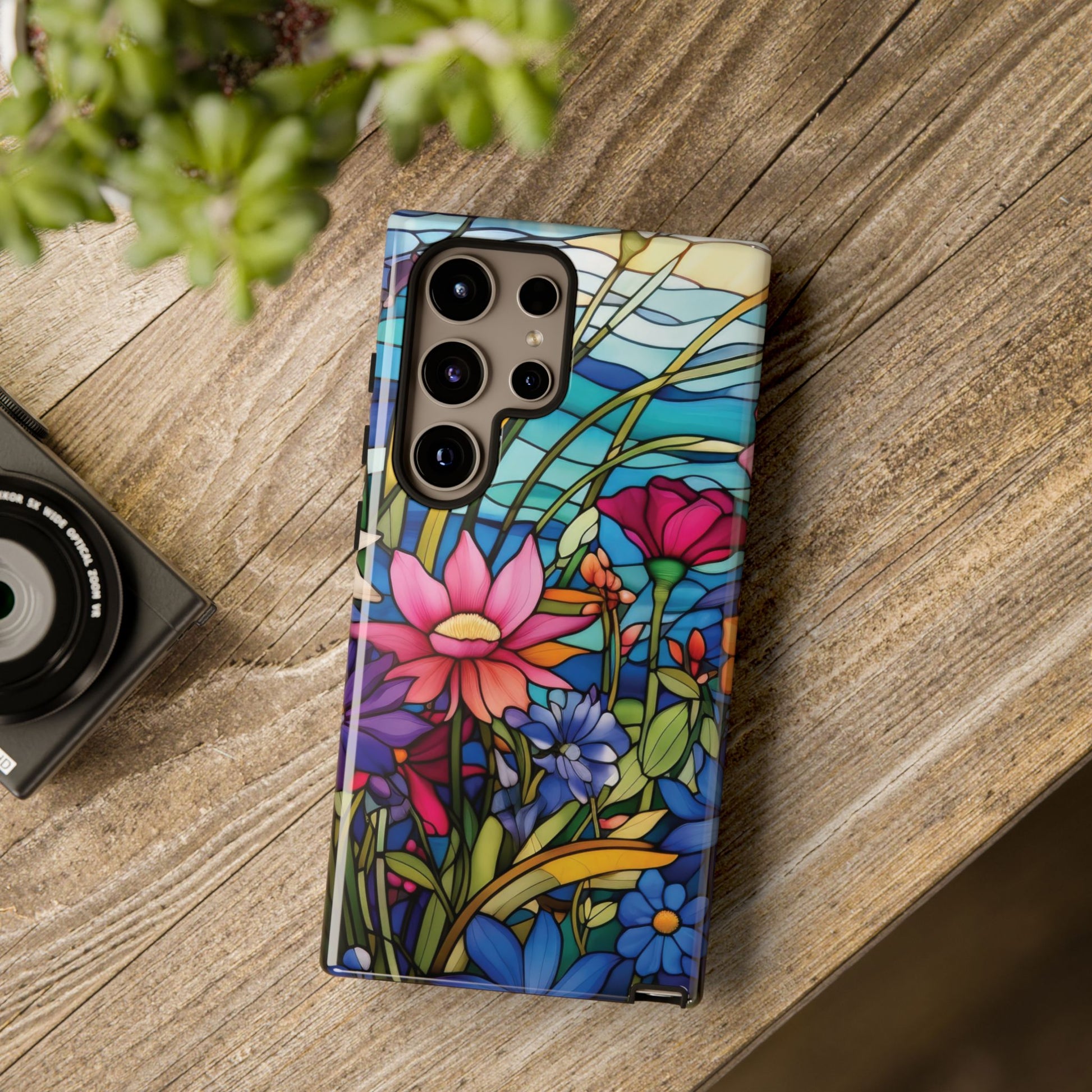 Wildflowers Stain Glass Illusion Phone Case Unique Holiday Protection for Your Device | Stylish & Durable Cover Gift for Her Phone 15, Samsung iPhone Samsung Accessory Gift for Her