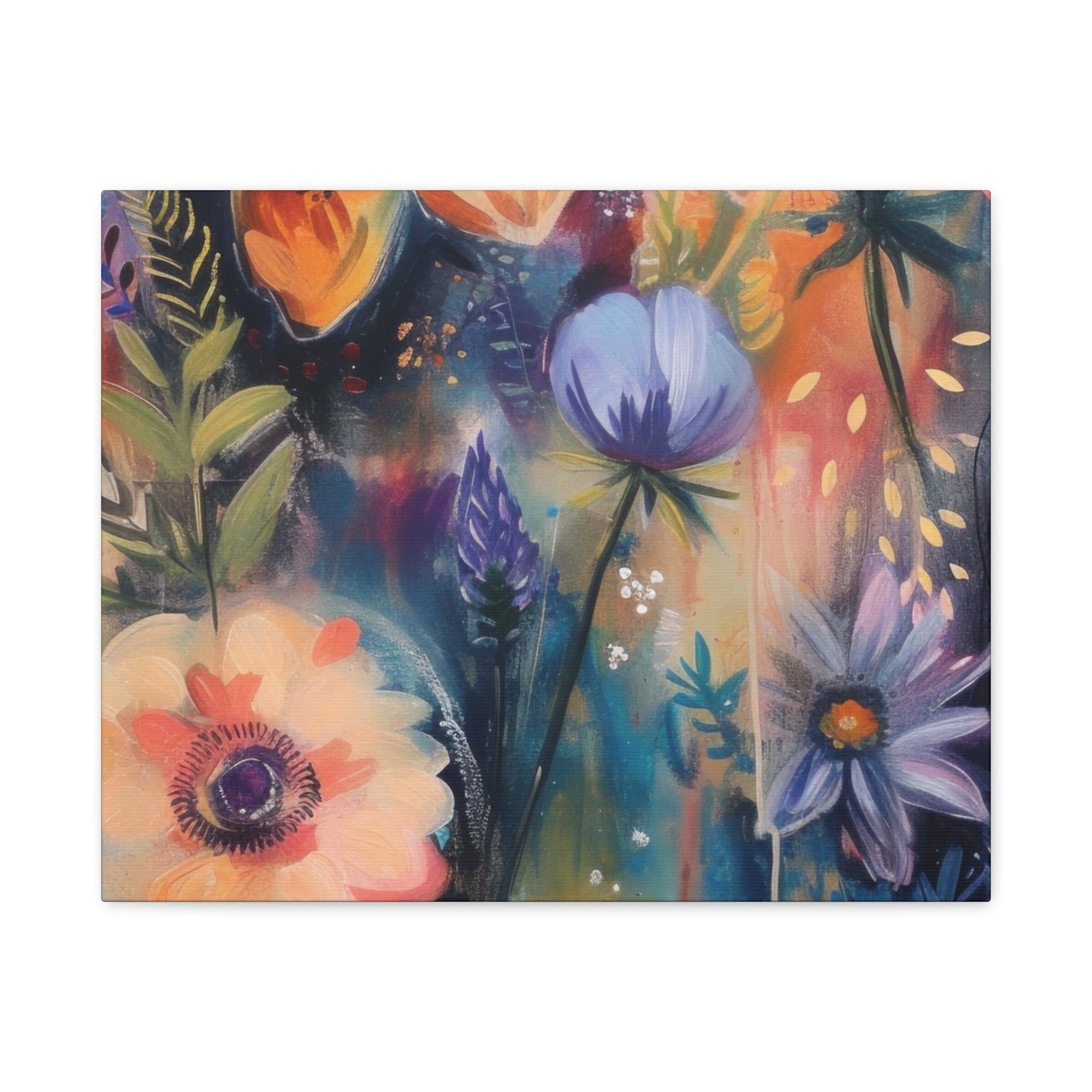 Boho Floral Wall Art Matte Canvas Stretched, Vibrant Botanical Design, Perfect for Living Room, Bedroom, or Office Decor, Adds a Stylish Touch to Any Space1.25" - MRSBYVALLE