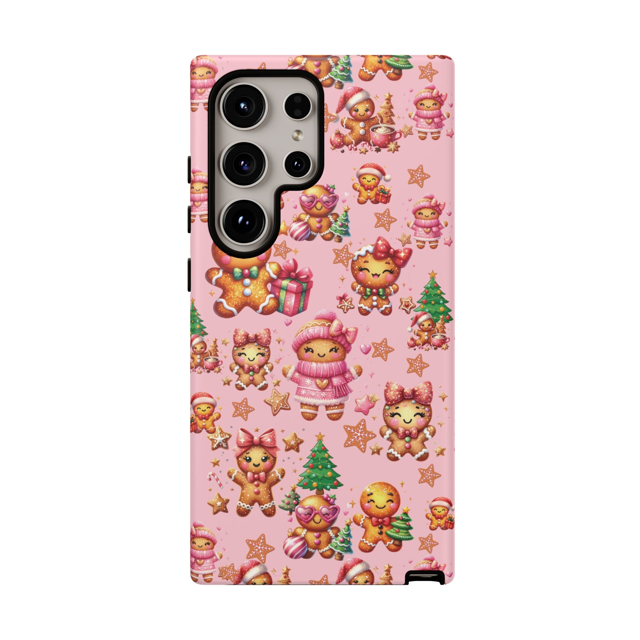 Adorable Pink Gingerbread Girl Phone Case Girly Holiday Vibes, Sweet Christmas Aesthetic, Cute & Festive Gift Idea for Her, Fun Protective Cover