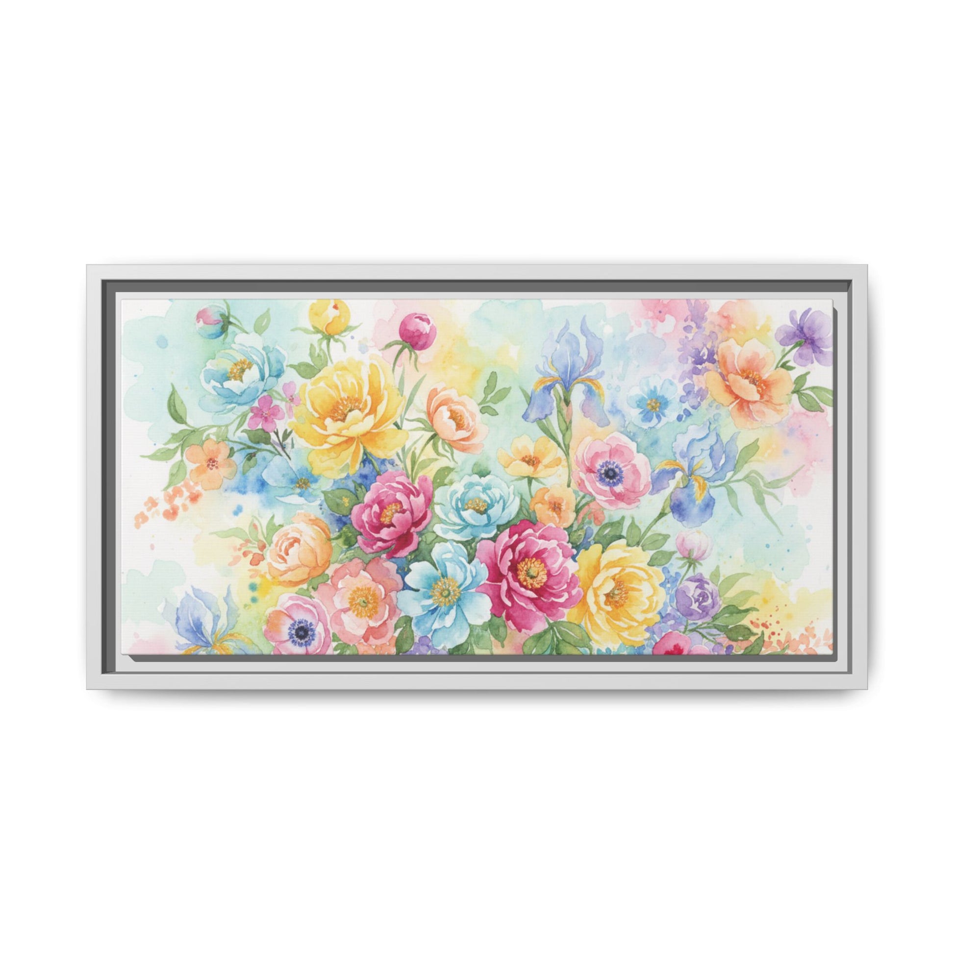 Watercolor Floral Bouquet Canvas, Framed Matte Wall Art | Multi-Color Wall Art
