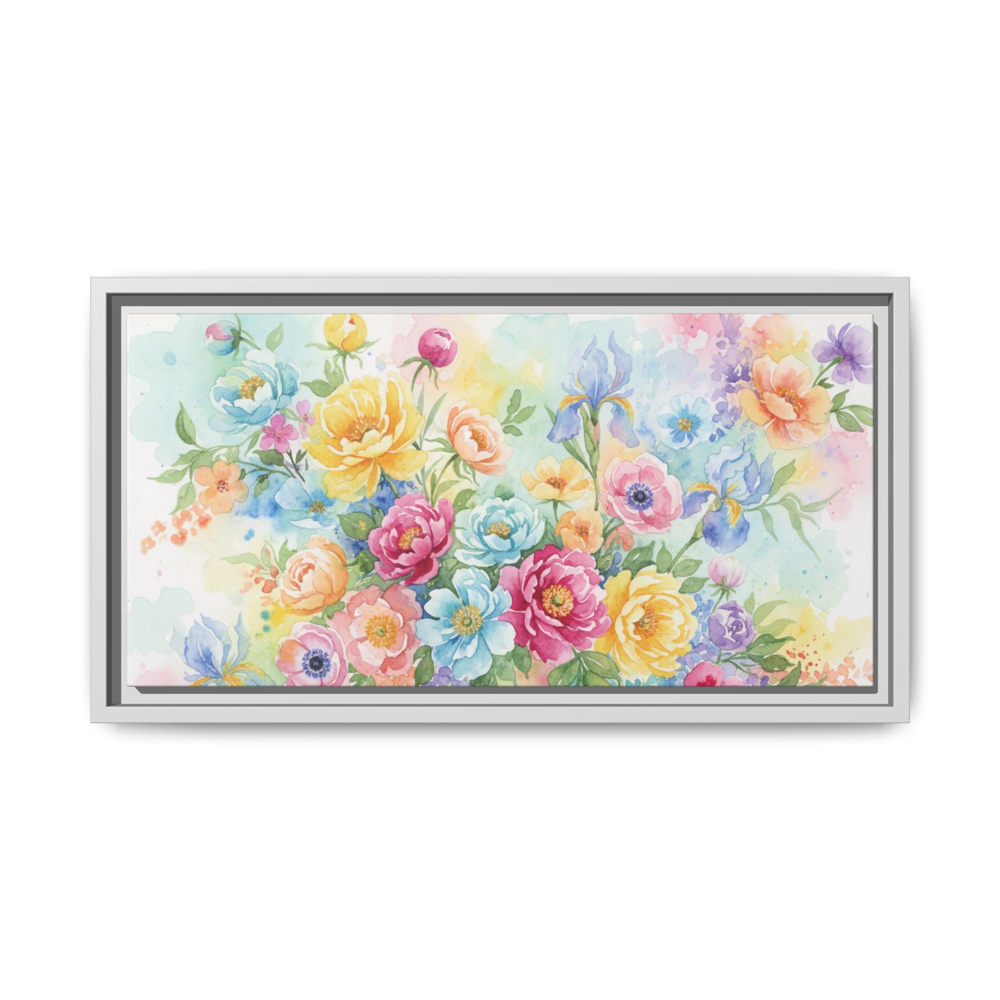 Watercolor Floral Bouquet Canvas, Framed Matte Wall Art | Multi-Color Wall Art