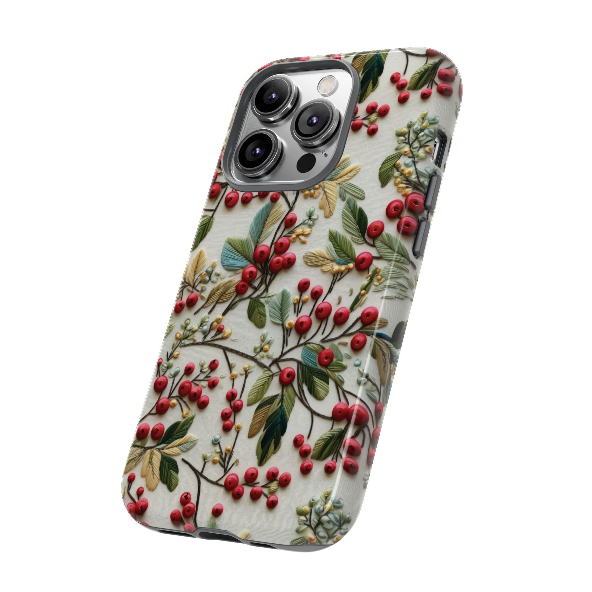 Holly Christmas Wildflowers Boho Chic Design Phone Case - Stylish, Protective Cover for All Models Gift for Mom Accessory Gift for Her