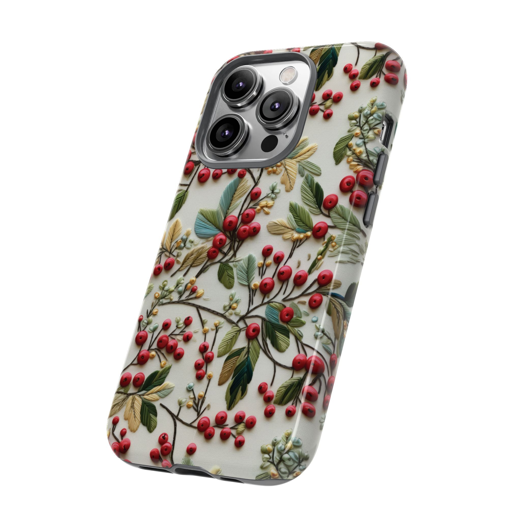 Holly Christmas Wildflowers Boho Chic Design Phone Case - Stylish, Protective Cover for All Models Gift for Mom Accessory Gift for Her