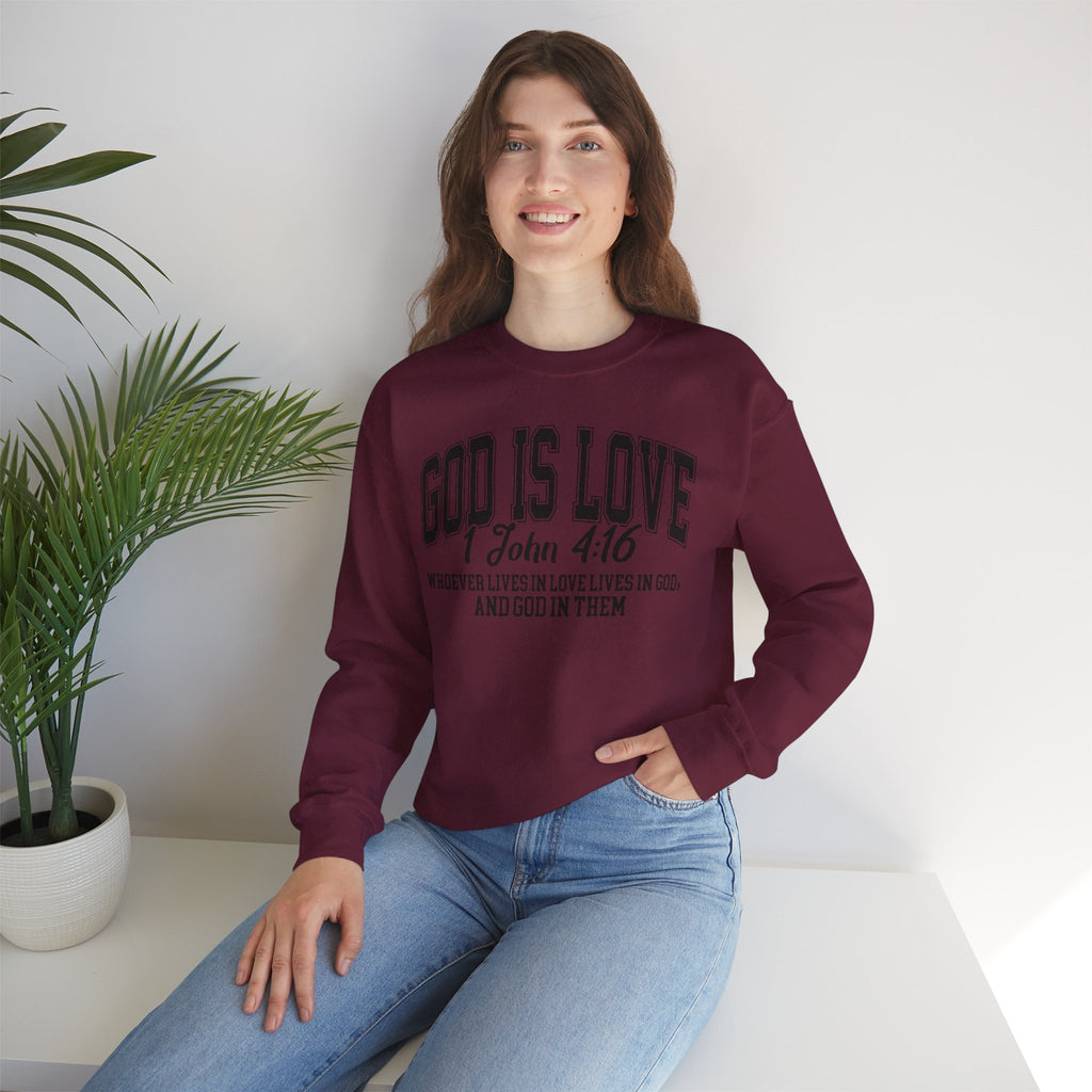 God Is Love Sweatshirt | 1 John 4:16 Bible Verse Christian Apparel | Faith-Based Unisex Crewneck | Inspirational Religious Gift Christians