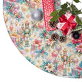 Nutcracker Poinsettia Christmas Tree Skirt — Vintage Pastel Holiday Tree Skirt