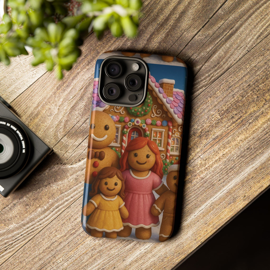 Coque de téléphone esthétique Famille en Pain d'Épices – Design d'inspiration vintage sur le thème de Noël – Étui stylé pour modèles iPhone et Samsung Galaxy