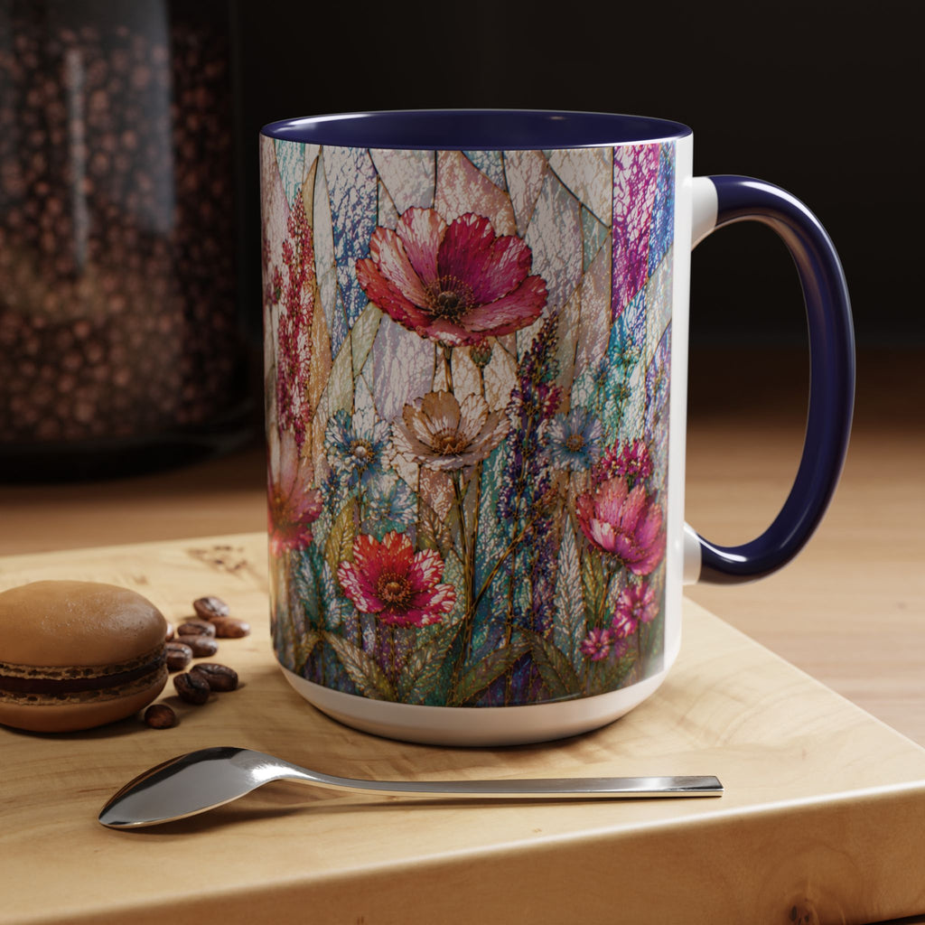 Wildflower Watercolor Coffee Mug Vibrant Wildflower Accent 11/15oz Stain Glass Illusion