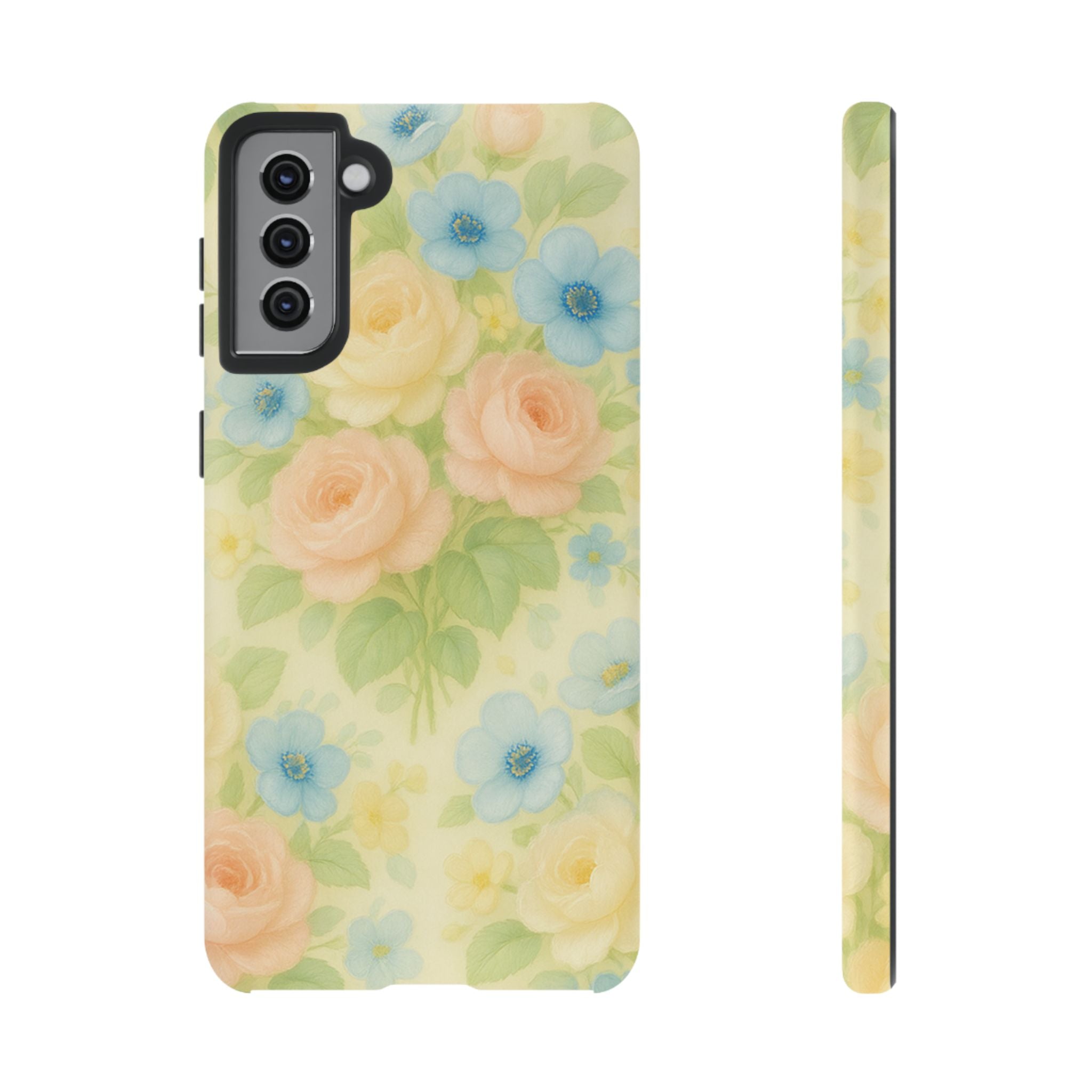 Pastel Yellow Vintage Floral Phone Case  Romantic Cottagecore Aesthetic, Soft Botanical Design, Protective Gift for Her, Fits iPhone & Samsung Models