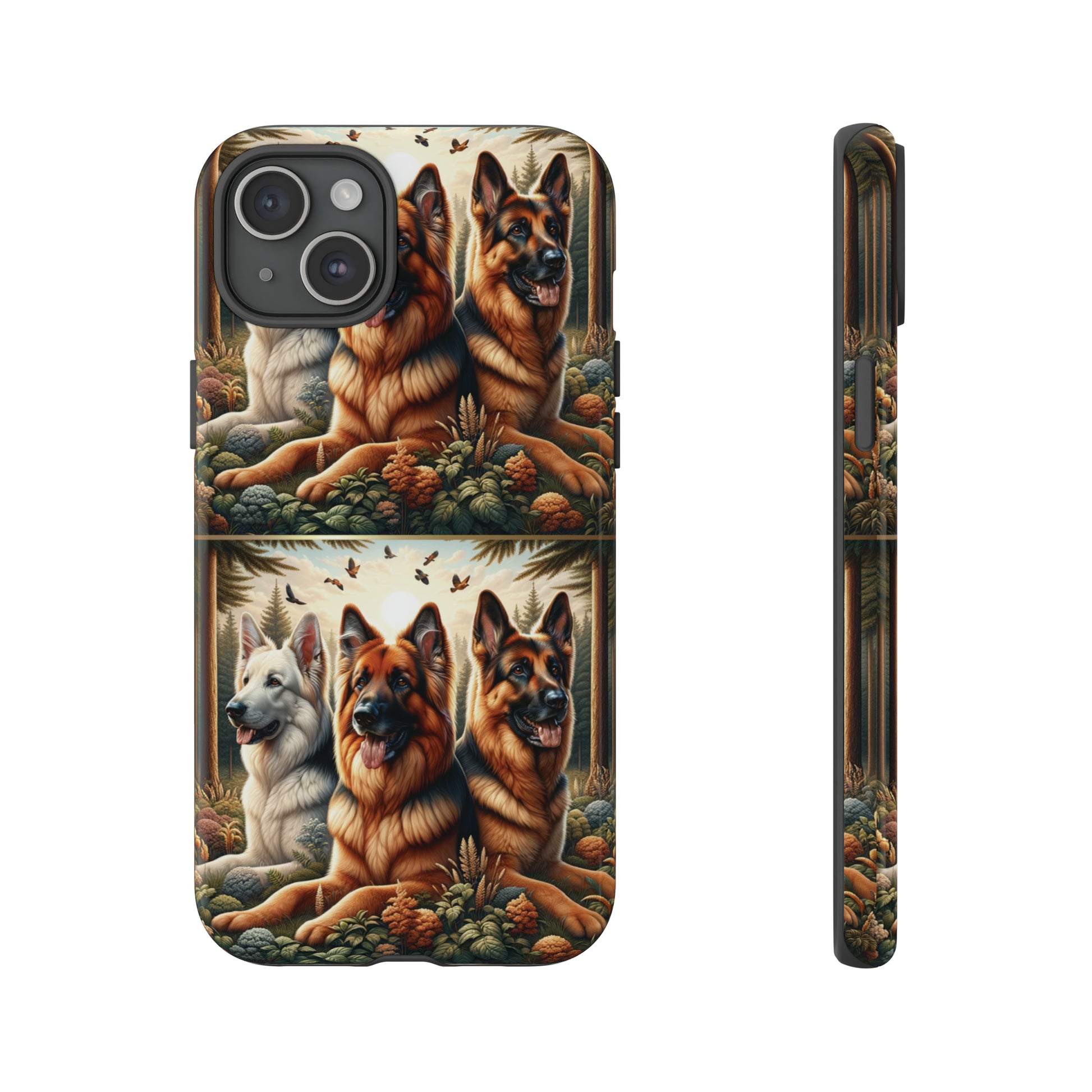 German Shepherd Phone Tough Case Floral Elegant Durable Dog Lover Devices iPhone 15, Samsung iPhone Samsung Accessory Gift for Her.