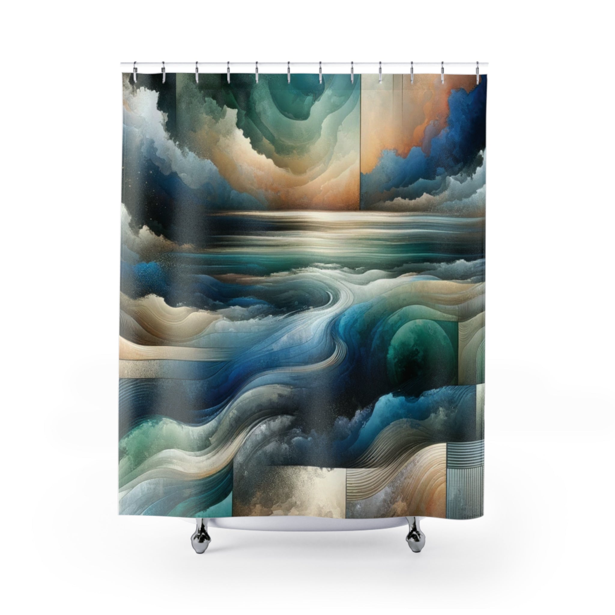 Abstract Modern Retro Shower Curtain Pastel Elegant Modern Bathroom Decor, Luxurious Home Perfect Housewarming New House Gift Newlywed Wedding Gift.