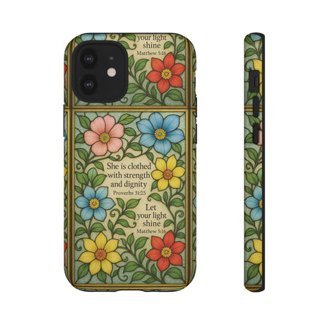 Pastel Floral Stained Glass Bible Verse Phone Case Christian Affirmation, Soft Faith Design, iPhone Samsung Google, Inspirational Gift for HerGift for Christians