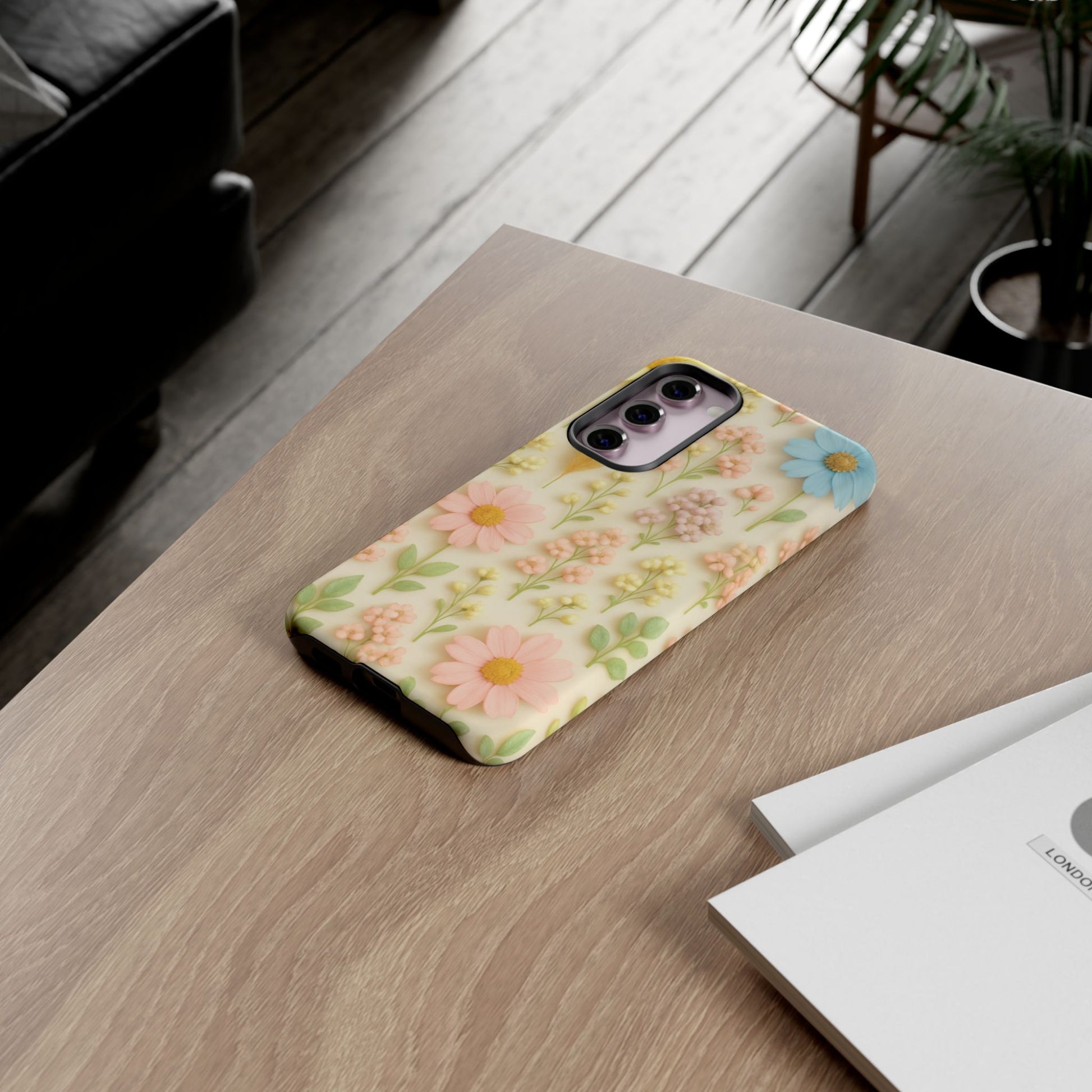 Pastel Dried Flowers Illusion Phone Case 3D Realistic Pressed Floral Design, Bright Botanical Aesthetic, Soft Nature-Inspired CoveriPhone & Galaxy