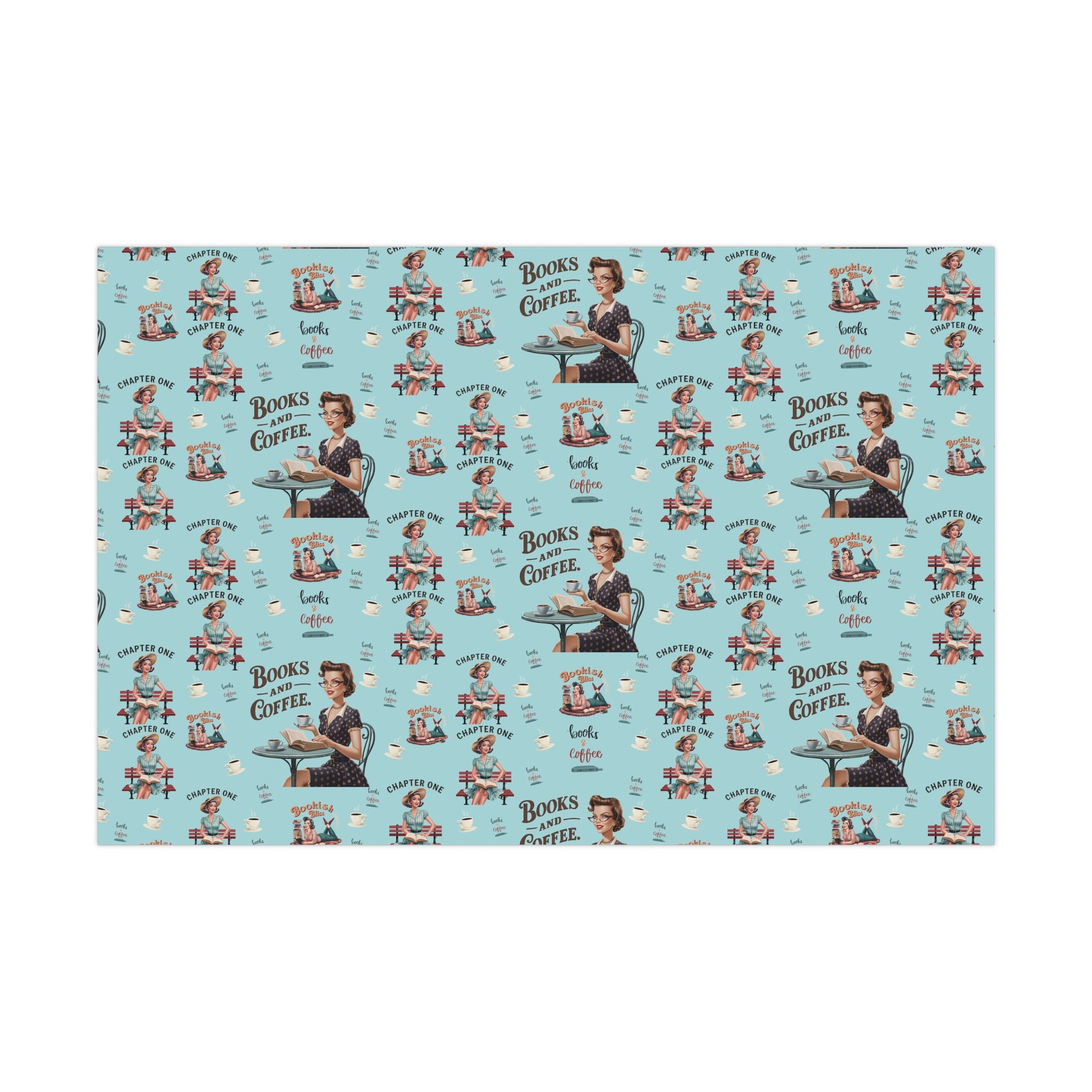 Retro Women Reading Books & Drinking Coffee Wrapping Paper Vintage-Inspired Gift Wrap for Book Lovers & Coffee Enthusiasts Perfect for Christmas Gifts and Special Occasions - MRSBYVALLE