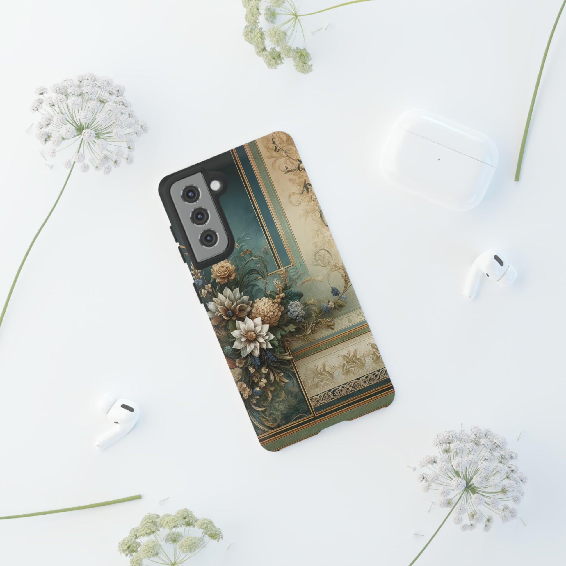 Victorian Floral Boho Luxury Phone Tough Case Floral Elegant Durable Stylish for Modern Devices iPhone 15, Samsung iPhone Samsung Accessory Gift for Her.