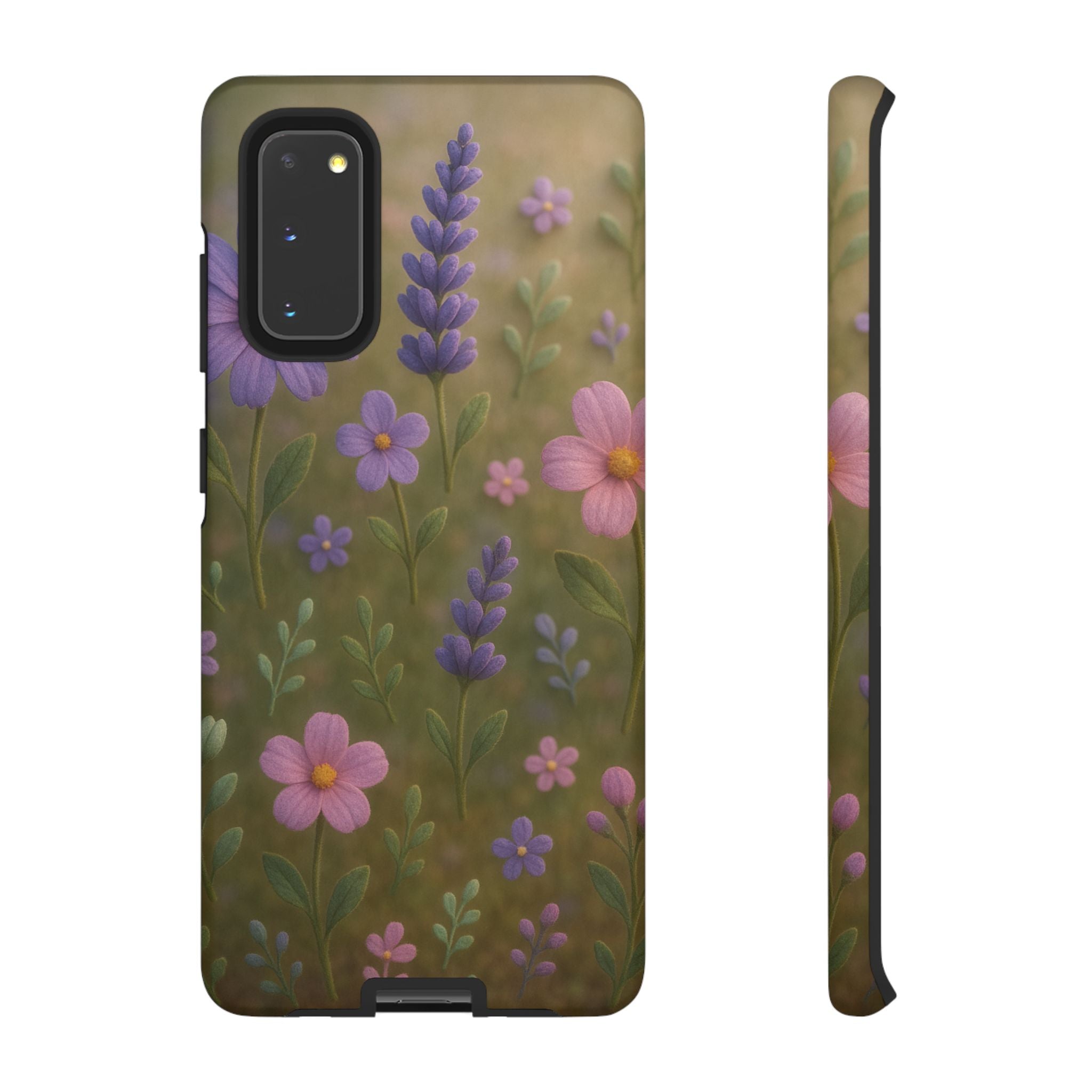 Pastel Flowers 3D Illusion Wildflower Phone Case Cute Pastel Floral Design in Lavender, Pink, Mint Green Aesthetic Protective Case for iPhone and  Android