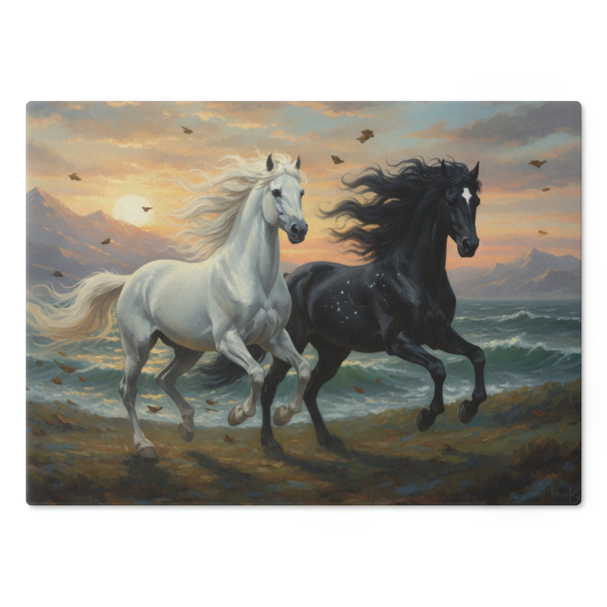Majestic Horses Tempered Glass Cutting Board – Durable, Easy-Clean Kitchen Essential
