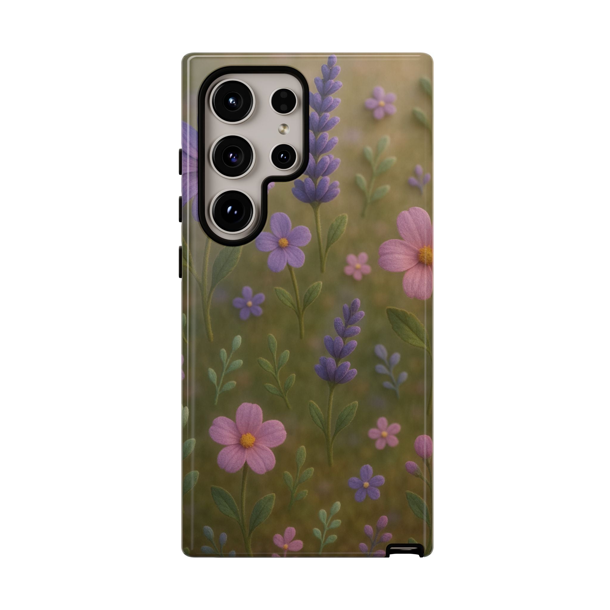Pastel Flowers 3D Illusion Wildflower Phone Case Cute Pastel Floral Design in Lavender, Pink, Mint Green Aesthetic Protective Case for iPhone and  Android