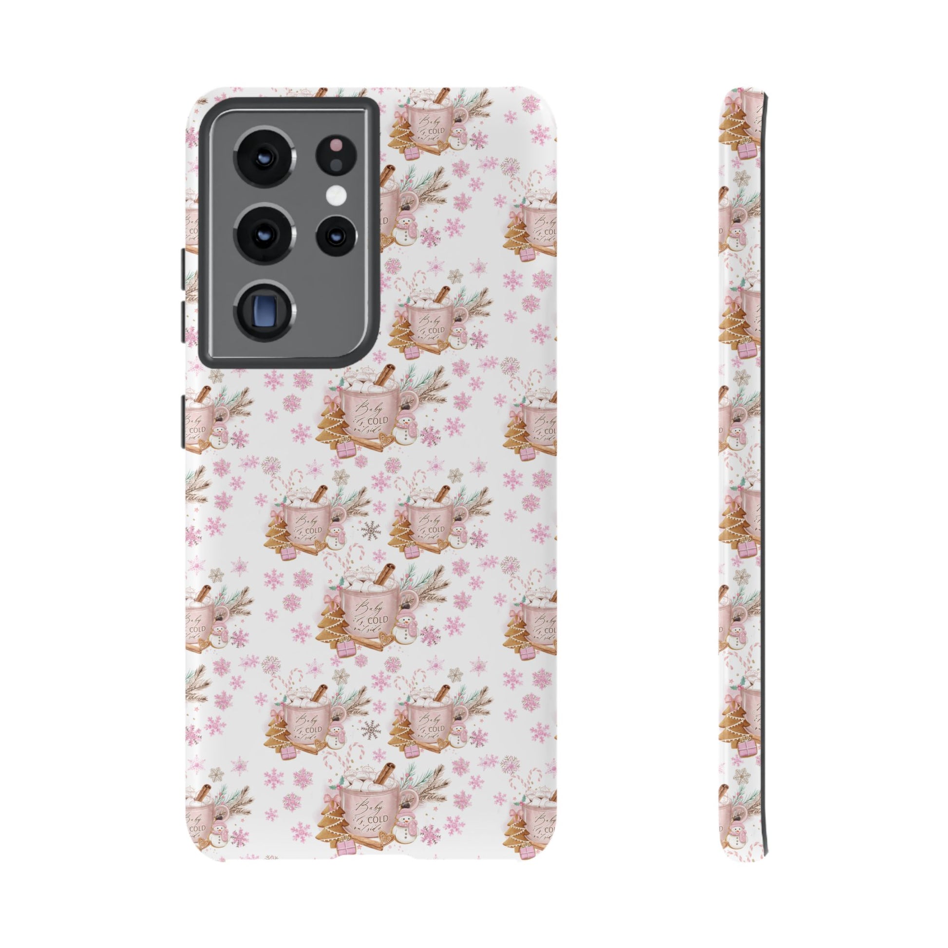 Baby it's Cold Outside Pink and White Phone Case Unique Holiday Protection for Your Device | Stylish & Durable Cover Gift for Her Phone 15, Samsung iPhone Samsung Accessory Gift for Her