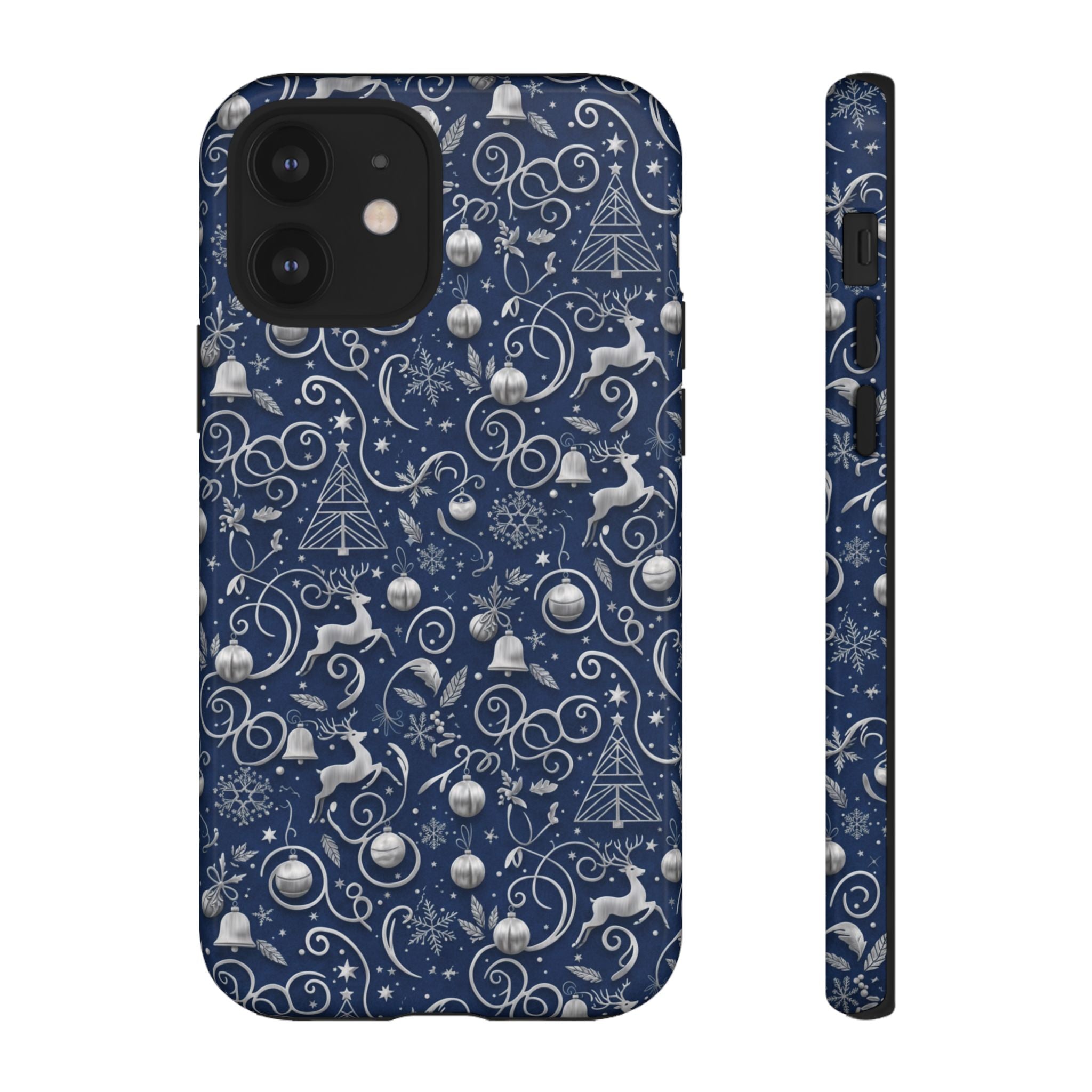 Blue & Silver Christmas Phone Case – Holiday Sparkle Design for iPhone 17, All iPhones & Galaxy | MRSBYVALLE Gift for Her