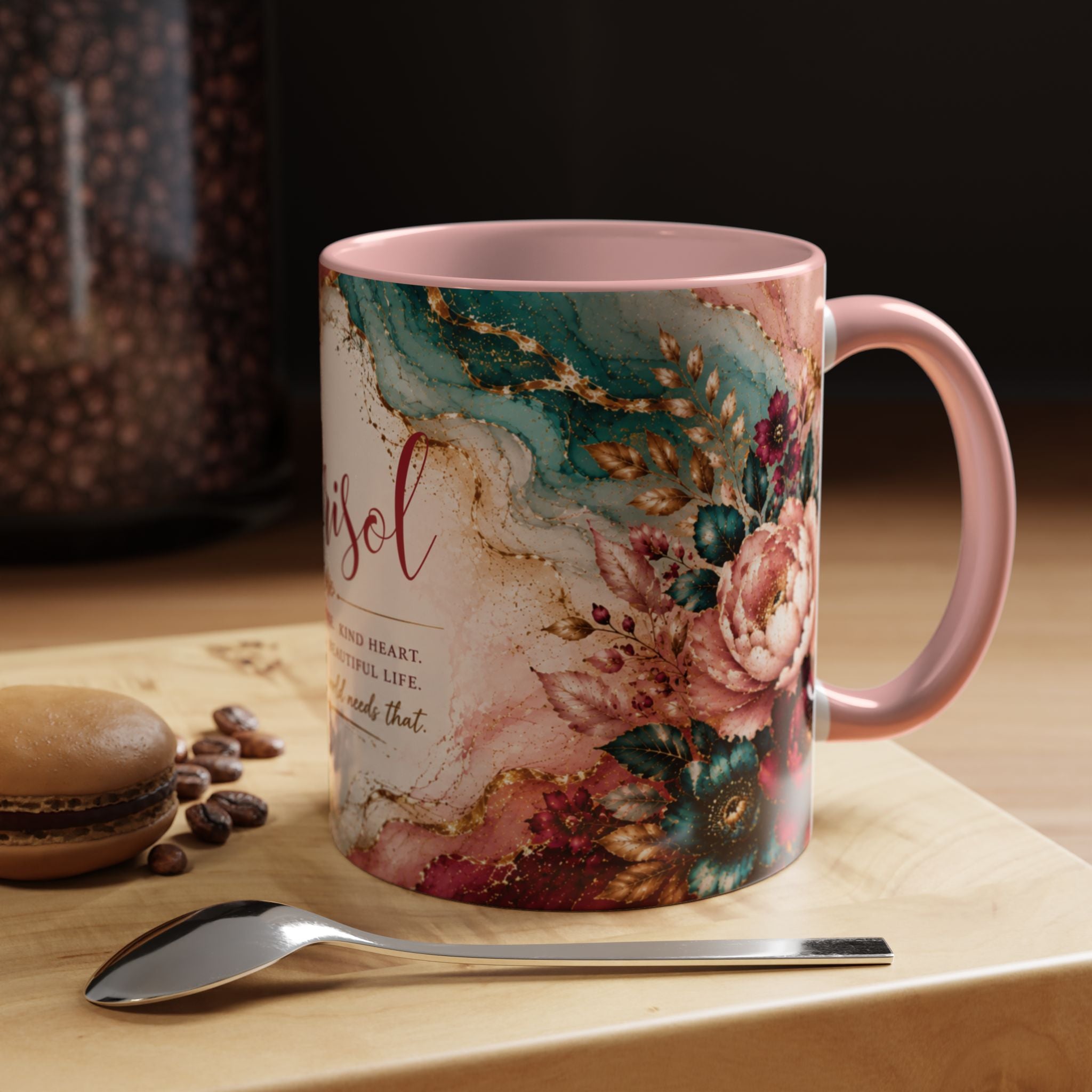 Personalized Name Mug for Women, Inspirational Color Handle Coffee Mug, 11 oz or 15 oz Gift for Her