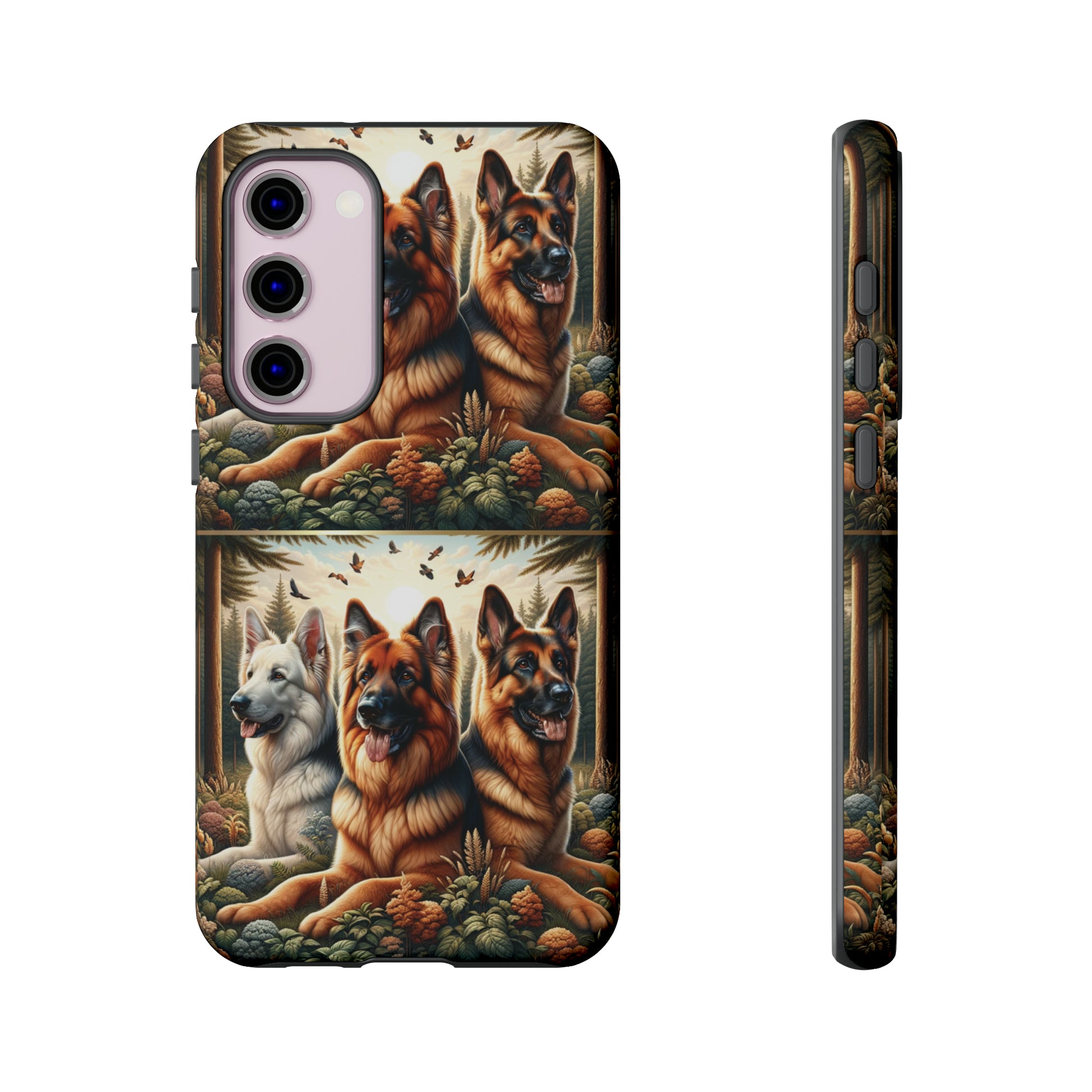 German Shepherd Phone Tough Case Floral Elegant Durable Dog Lover Devices iPhone 15, Samsung iPhone Samsung Accessory Gift for Her.
