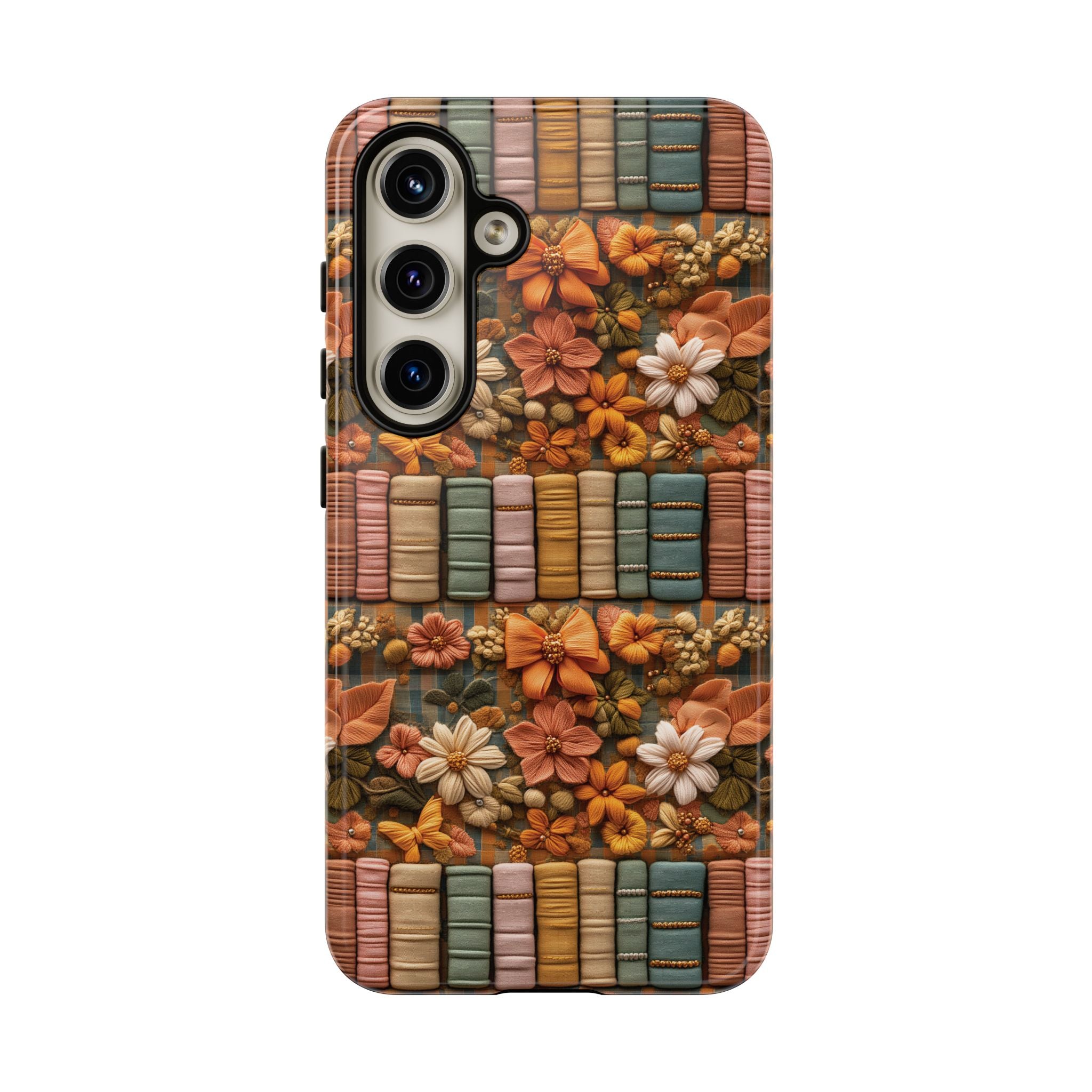 3D Illusion Boho Floral and Books Phone Case Gift for Her Phone 15, Samsung iPhone Samsung Gift for Her Case iPhone 15, Samsung iPhone Samsung Accessory Gift for Her