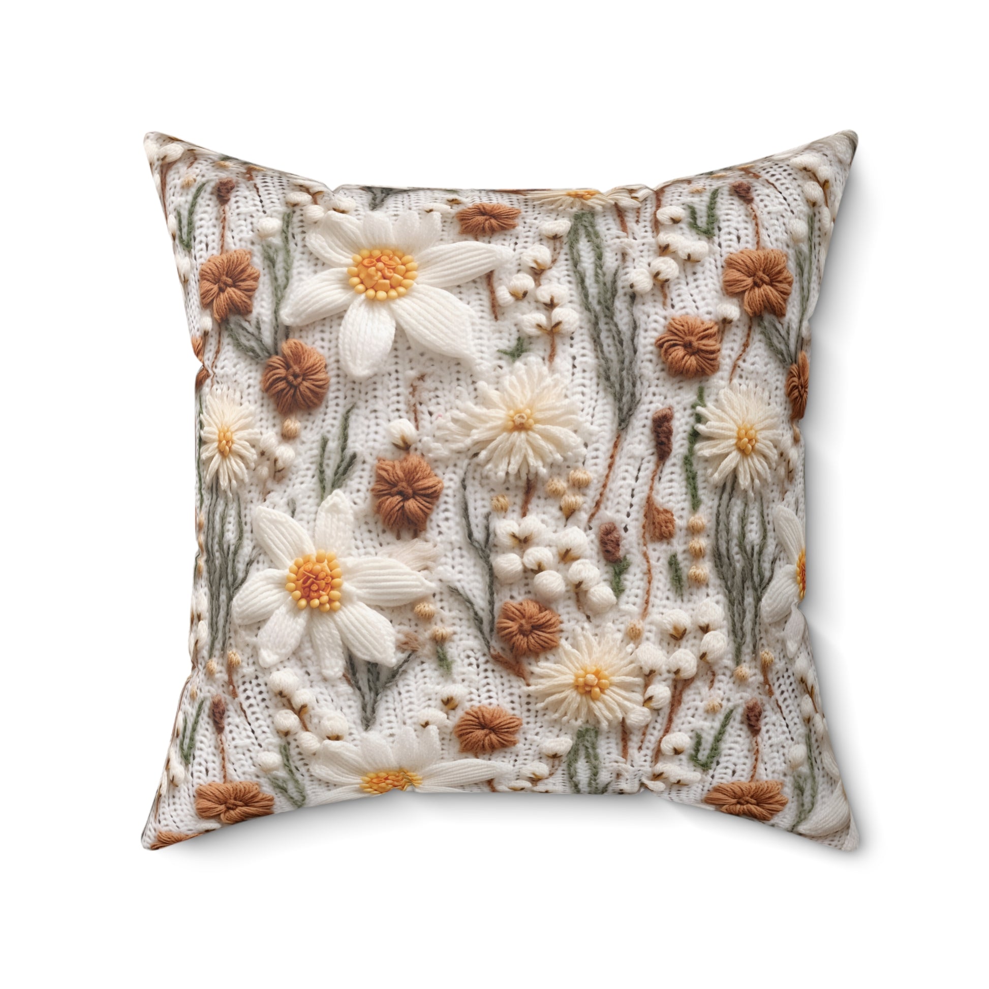 Enchanting Wildflower Mirage Boho 3D Embroidery Illusion Decorative Pillow Touch of Beauty to Your Decor Living Room Comfort for Bedroom or Housewarming Gift New House, Bridal Shower Gift.