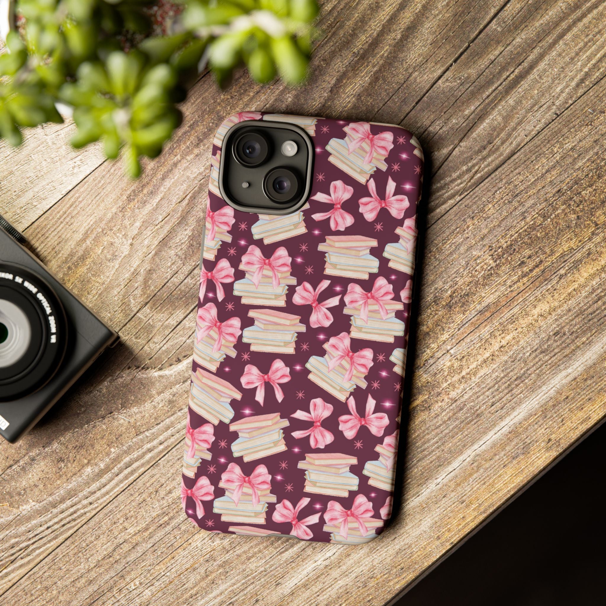 Coquette Pink Bows & Books Phone Case for iPhone 17 and Samsung, Pixel | Stylish Protective Cover Gift for Her Perfect for Floral Lover