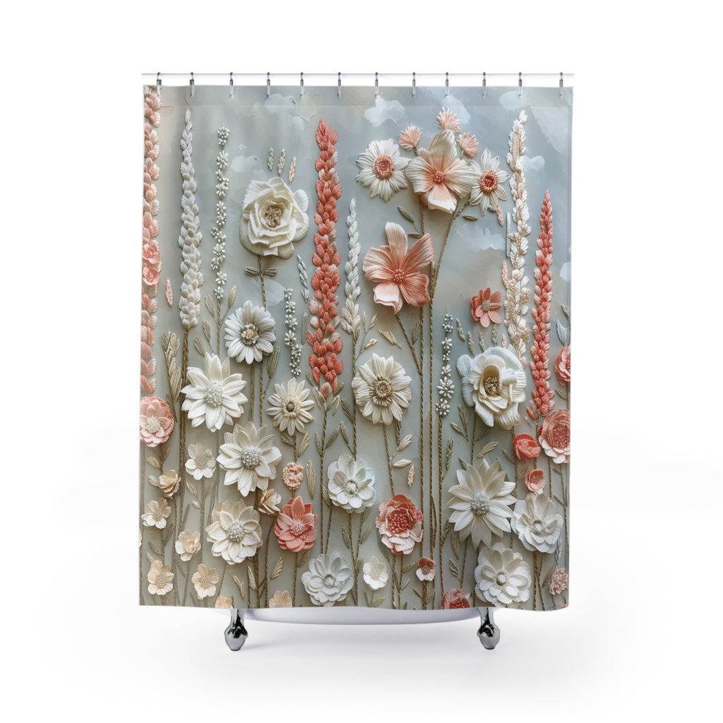 Elegant Pastel Floral Shower Curtain 71x74 Inches of Serene Blossom for a Sophisticated Bathroom Housewarming Gift New Bathroom Decor Wedding Gift for Mom Bridal Shower Gift Newlywed - MRSBYVALLE