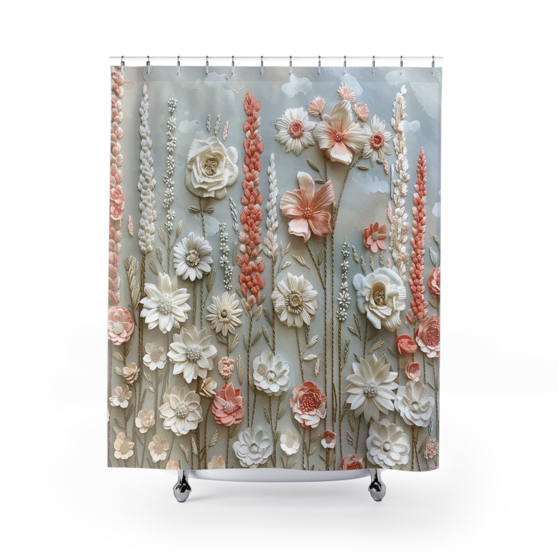 Elegant Pastel Floral Shower Curtain 71x74 Inches of Serene Blossom for a Sophisticated Bathroom Housewarming Gift New Bathroom Decor Wedding Gift for Mom Bridal Shower Gift Newlywed - MRSBYVALLE