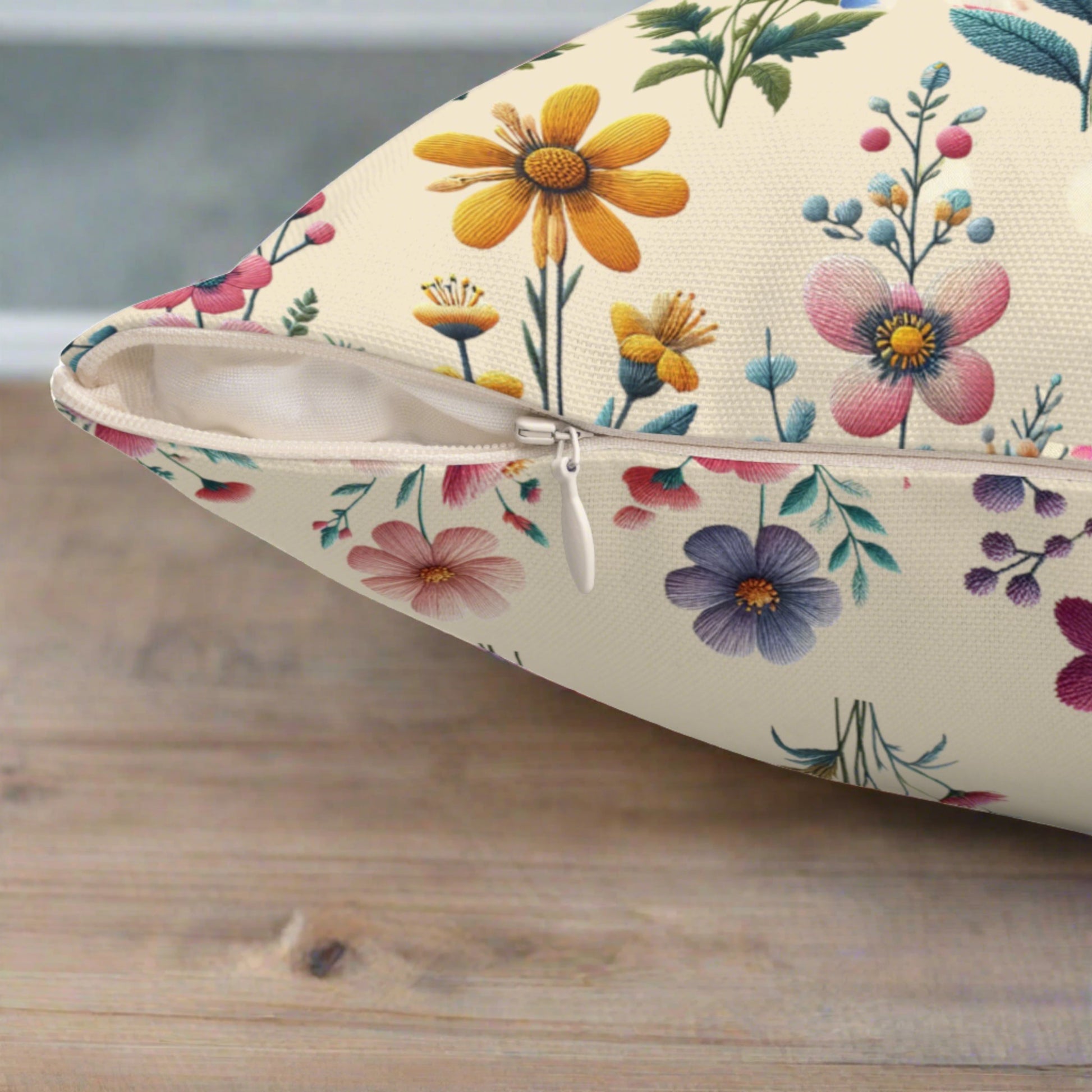 Best Beautiful Wildflower Square Pillow Vibrant Floral Design for Cozy Home Décor - Perfect Accent for Living Rooms, Bedrooms, and Lounges - Soft, Durable, and Stylish PillowGift New House, Bridal Shower Gift - MRSBYVALLE