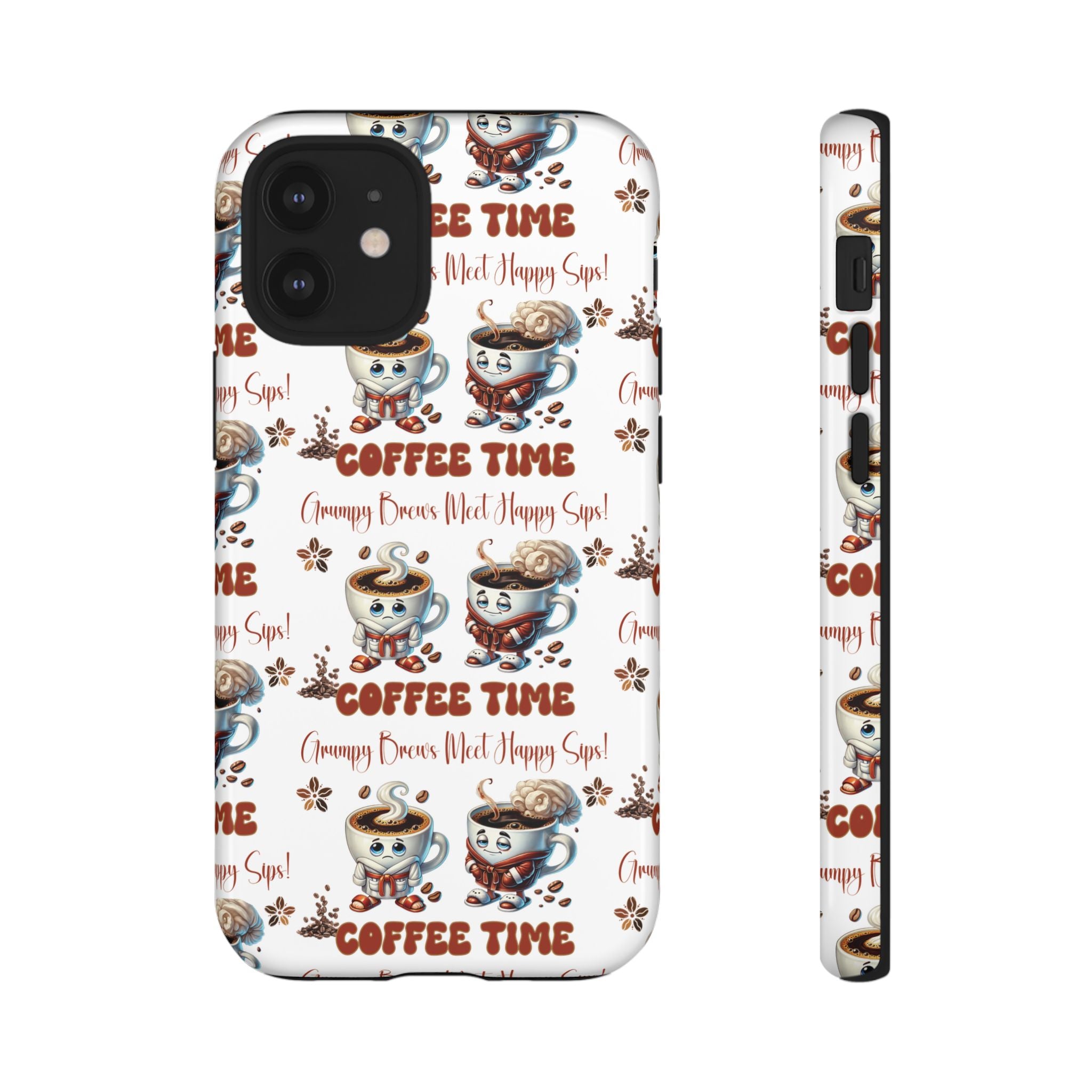 Grumpy Brews Meet Happy Sips Phone Case Compatible with iPhone, Samsung & Pixel | Fun, Durable Protection for Coffee Lovers | Unique Design, Shockproof & Scratch-Resistant Perfect for Coffee Lover - MRSBYVALLE