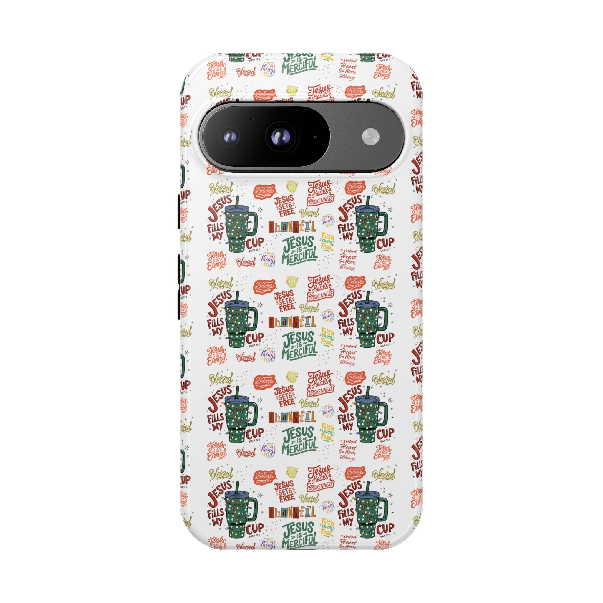 Jesus Fill My Cup Phone Case Cute Floral Design in Red, Pink, Blue – Aesthetic Protective Case for iPhone and  Android