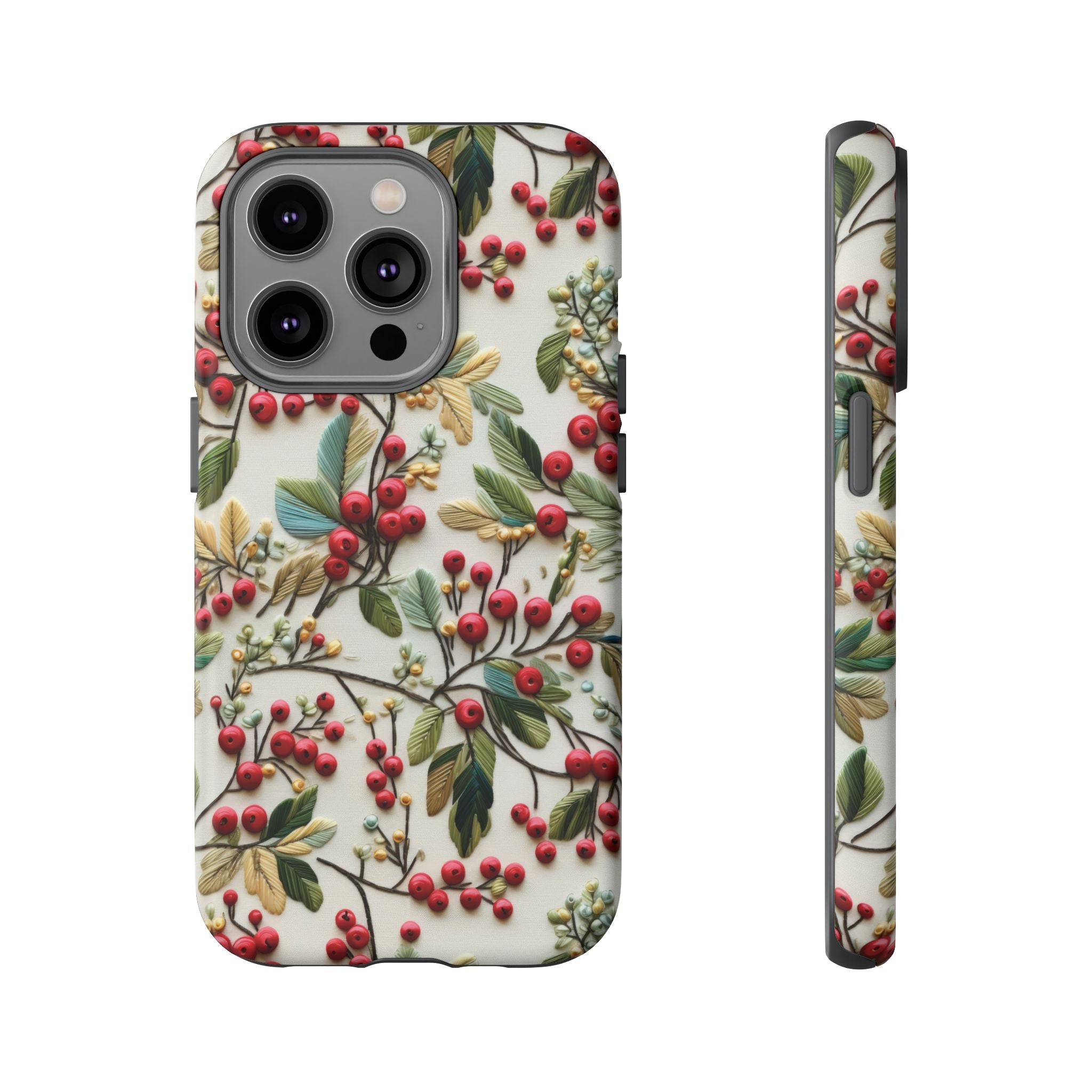 Holly Christmas Wildflowers Boho Chic Design Phone Case - Stylish, Protective Cover for All Models Gift for Mom Accessory Gift for Her