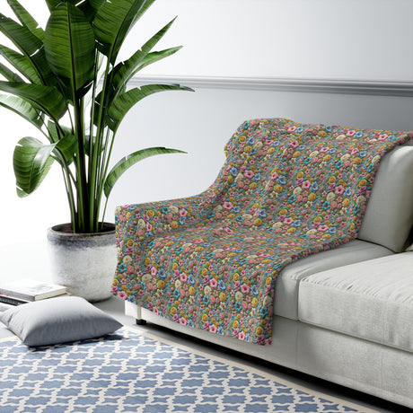 Pastel Floral Sherpa Blanket – Cozy and Elegant, Soft Fleece with Beautiful Flower Design, Perfect for Home Décor, Lounging, or as a Thoughtful Gift for her - MRSBYVALLE