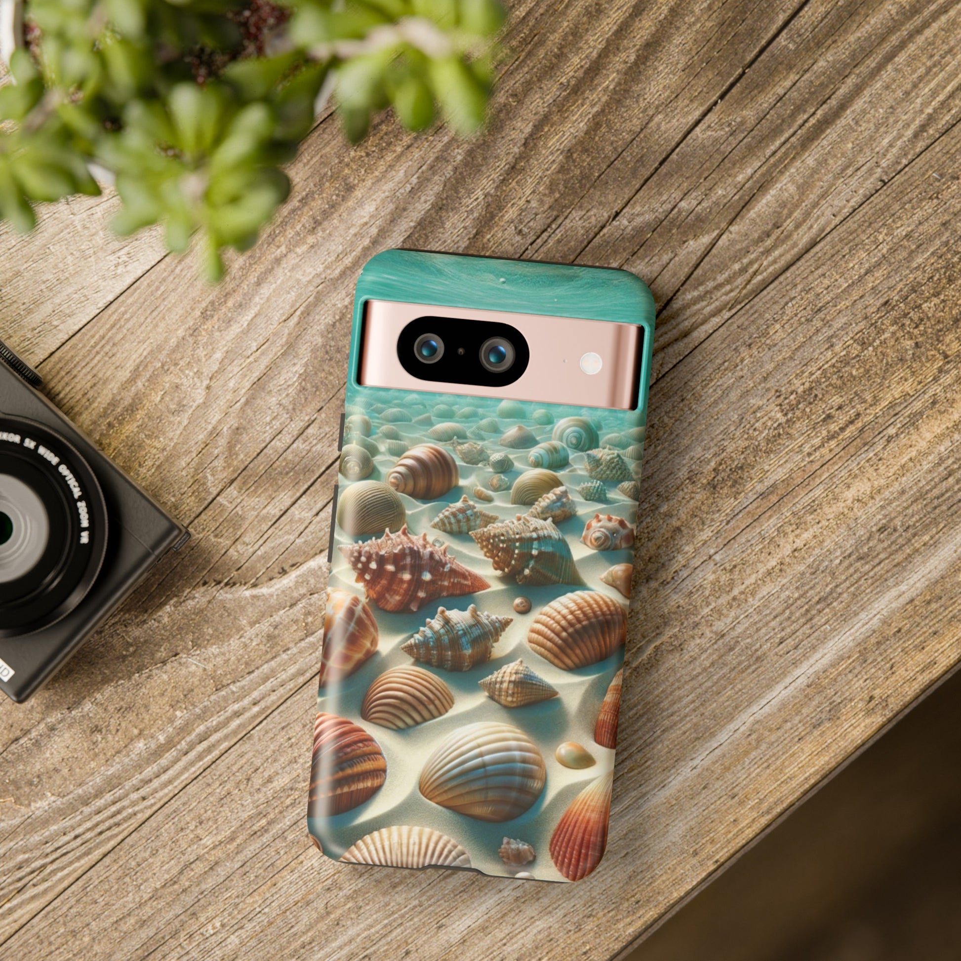 Plush Ocean Bliss Turquoise Seashell Ocean Beach View Protective Phone Case Gift for Her Phone 15, Samsung iPhone Samsung Gift for Her Case iPhone 15, Samsung iPhone Samsung Accessory Gift for Her.