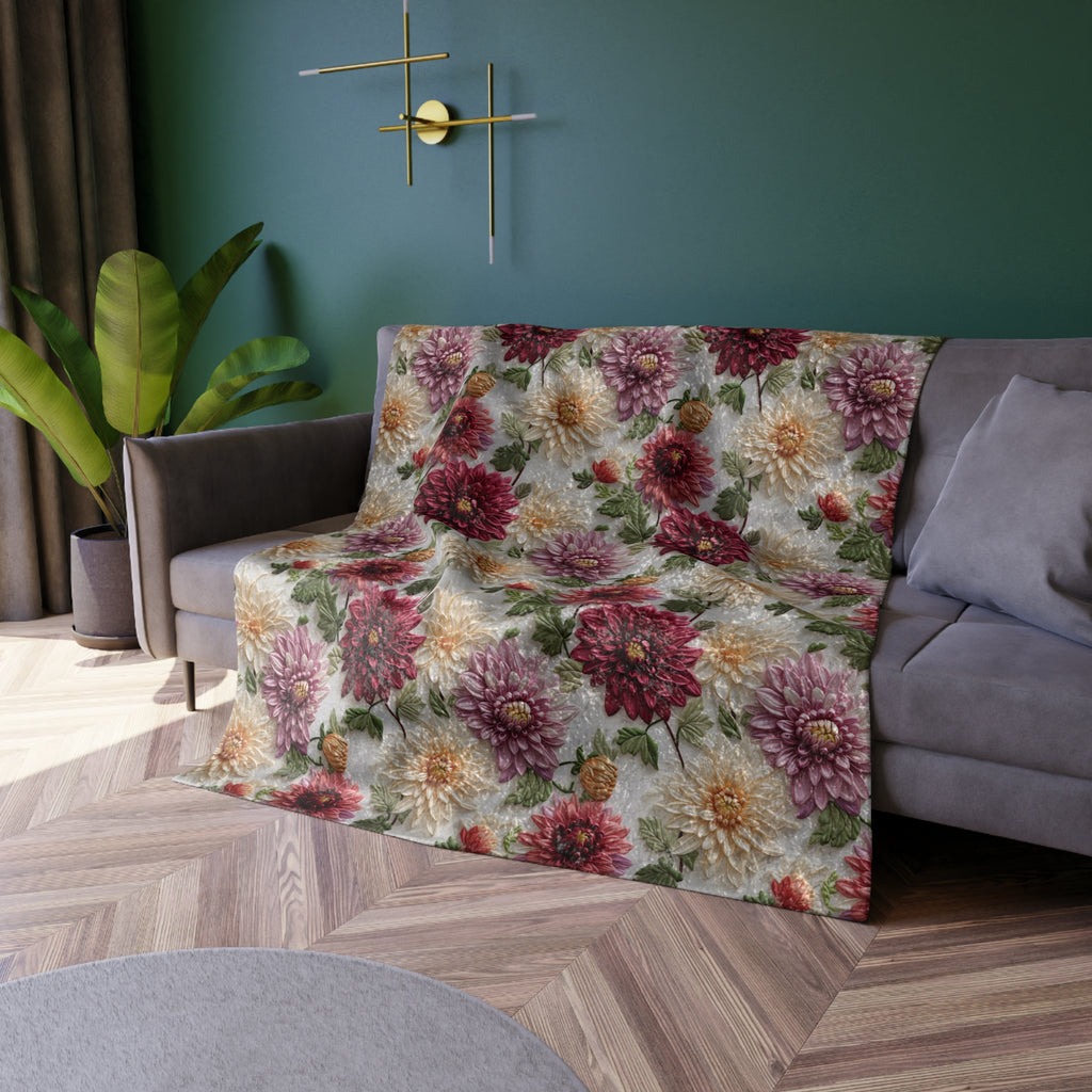 Fall Luxurious Crushed Velvet Blanket Beautiful Fall Floral Design, Ultra-Soft and Cozy, Perfect for Autumn Home Decor, 50"x60" Throw for Beds and Sofas - MRSBYVALLE