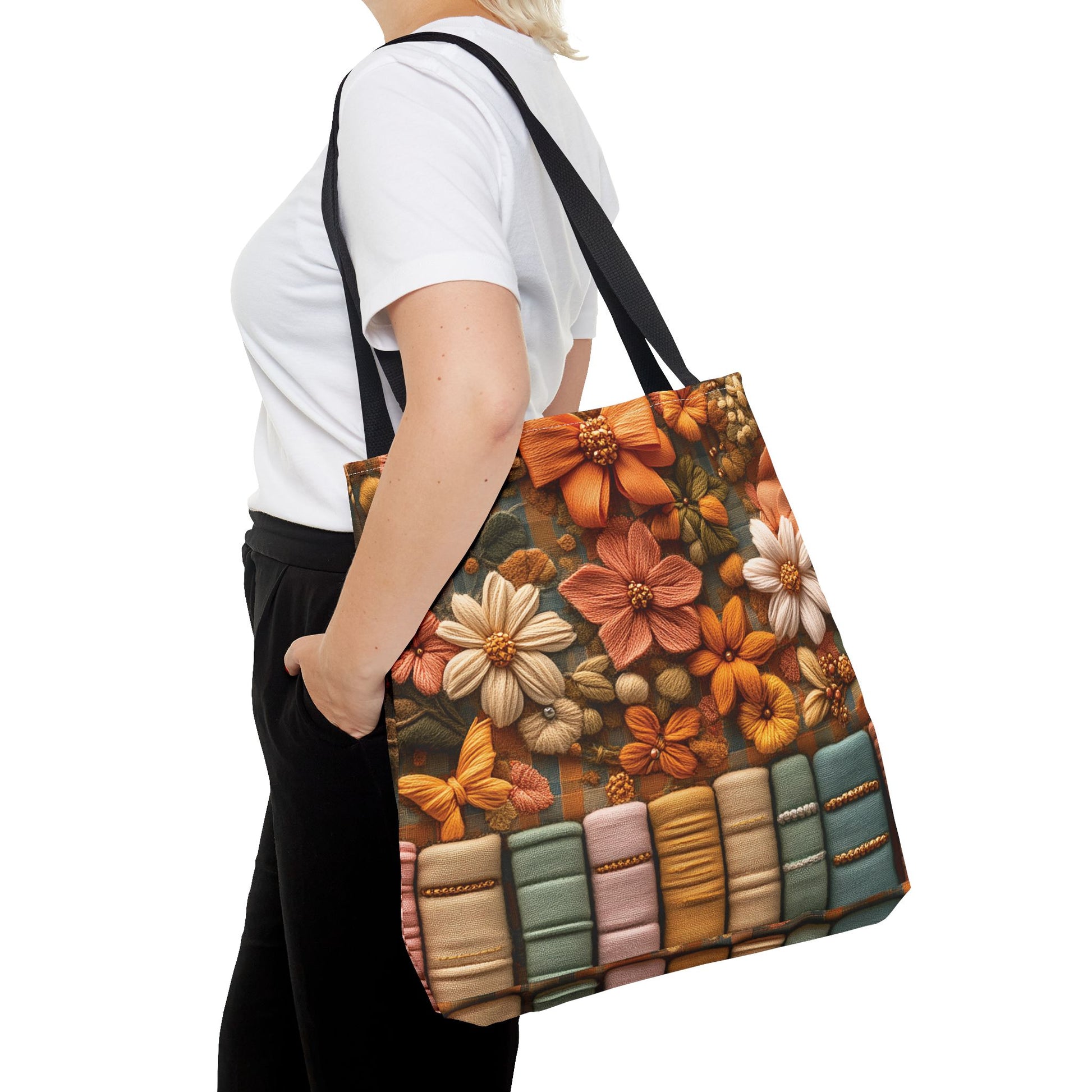 Boho Floral 3D Illusion Tote with Books Design Stylish and Functional Bag for Everyday Use Durable, Reusable, and Perfect for Book Lovers and Boho Enthusiasts Season - MRSBYVALLE