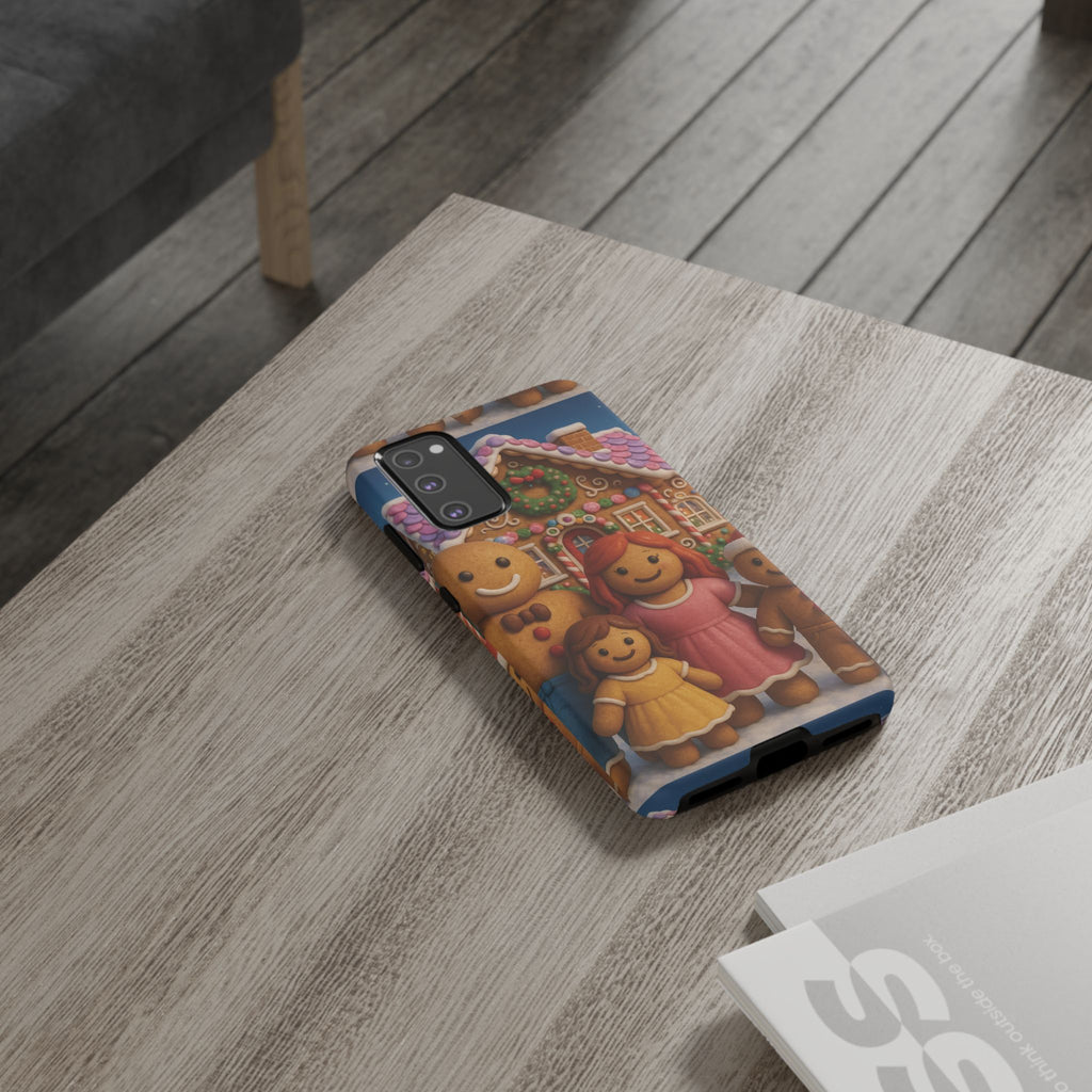 Coque de téléphone esthétique Famille en Pain d'Épices – Design d'inspiration vintage sur le thème de Noël – Étui stylé pour modèles iPhone et Samsung Galaxy