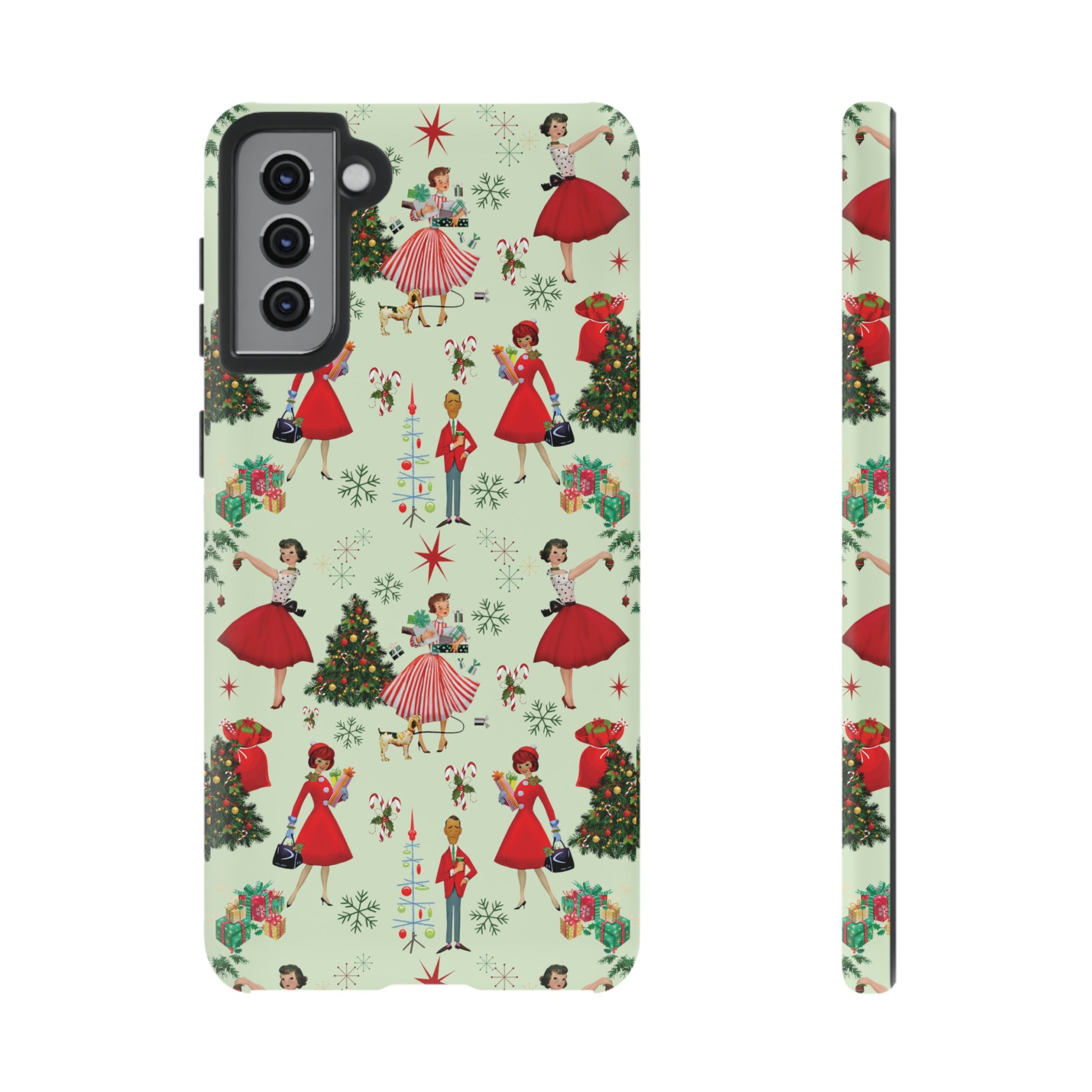 1950s Vintage Phone Case - Retro Christmas Design | Unique Holiday Protection for Your Device | Stylish & Durable Cover Gift for Her Phone 15, Samsung iPhone Samsung Accessory Gift for Her