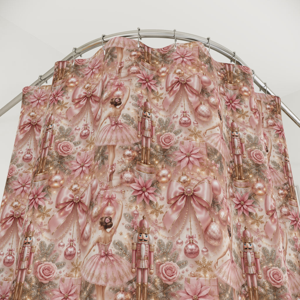 Shower Curtains - Pink Nutcracker Ballet Elegant Christmas Theme Housewarming
