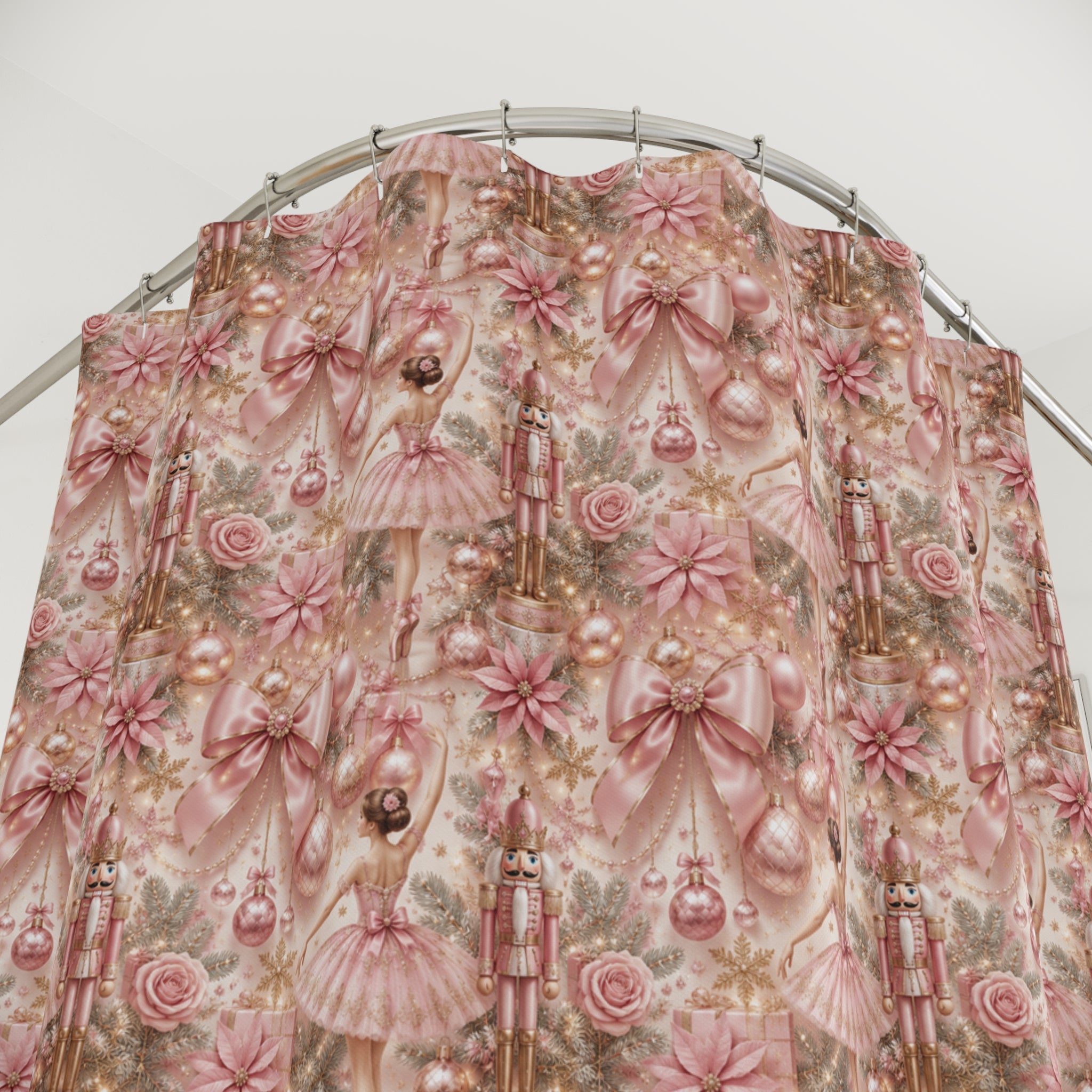 Shower Curtains - Pink Nutcracker Ballet Elegant Christmas Theme Housewarming