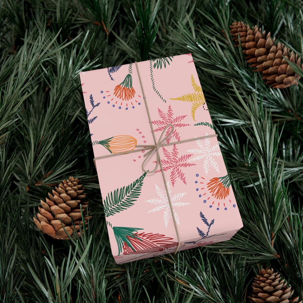 Pink Wildflowers Wrapping Paper Pink Bows Cherries Elegance Perfect for Gifts Weddings, Bridal Baby Showers All Occasion - MRSBYVALLE