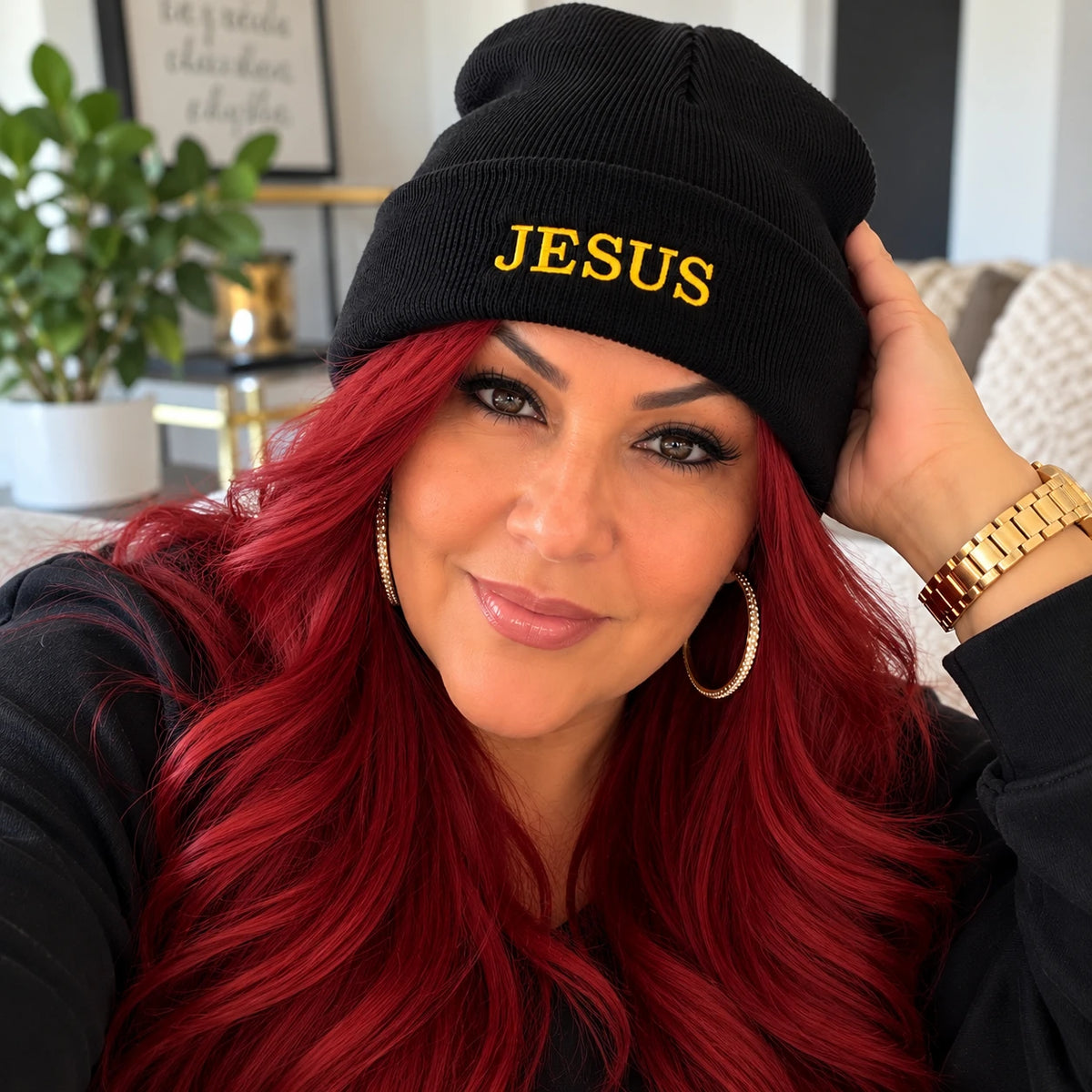 Christian Embroidered Beanie, Jesus, Blessed or Faith Cuffed Knit Winter Hat