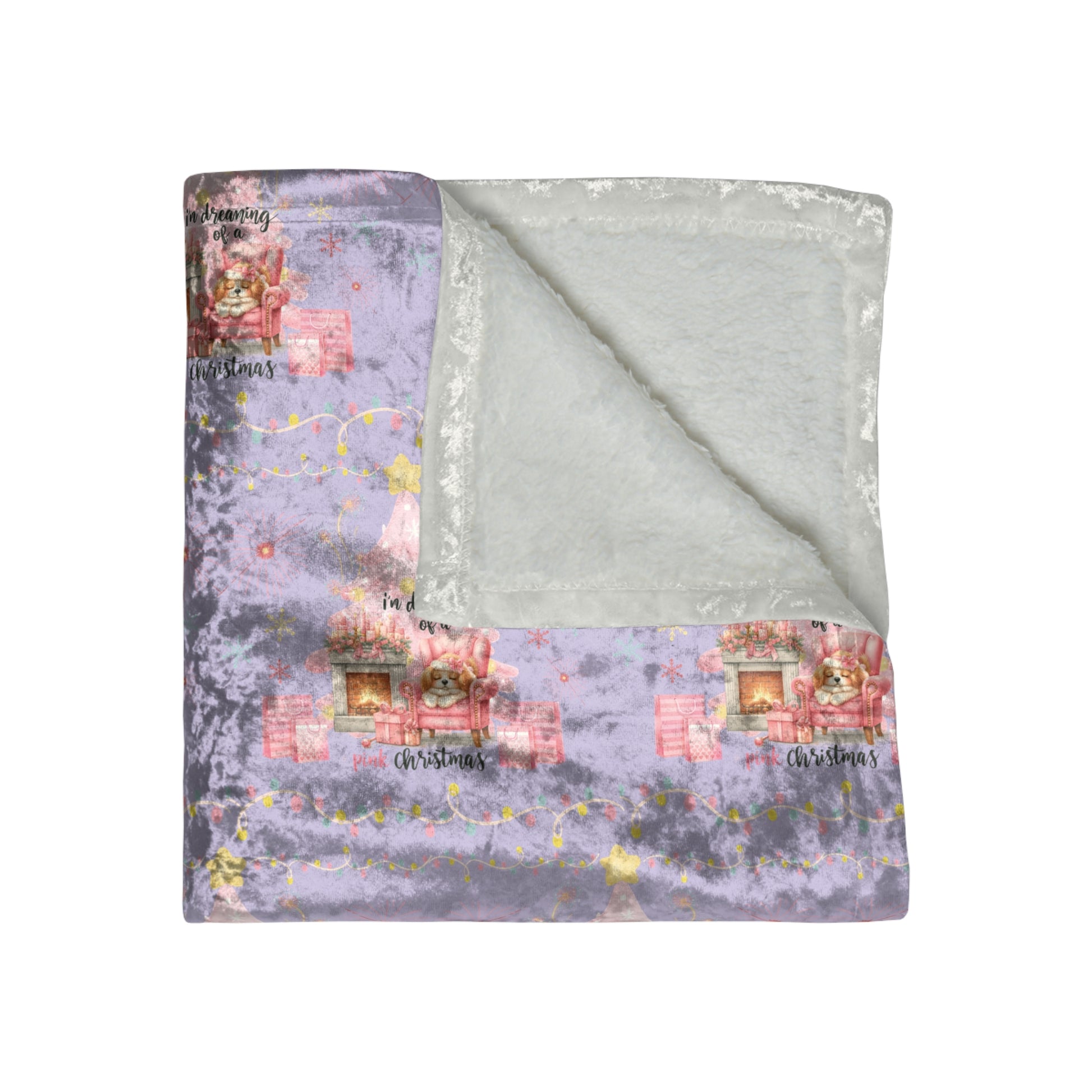 Dreaming of a Pink Christmas Velvet Blanket  Cozy Soft Throw | Festive Holiday Decor | Luxurious Pink Velvet Christmas Blanket for Bed, Couch, or Gift - MRSBYVALLE