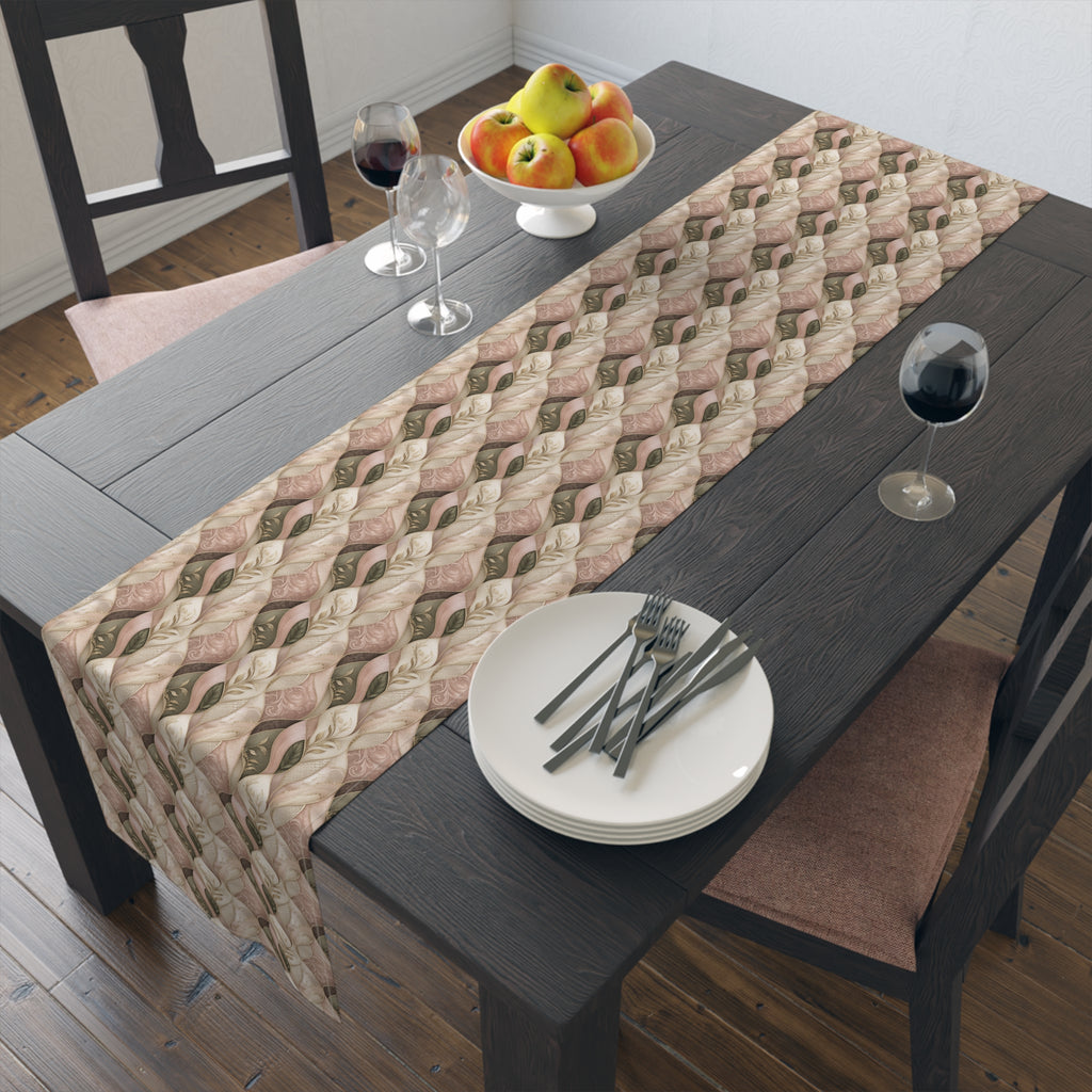 Braided Neutral Table Runner - Rustic Beige Cotton-Poly Dining Accent Dinner
