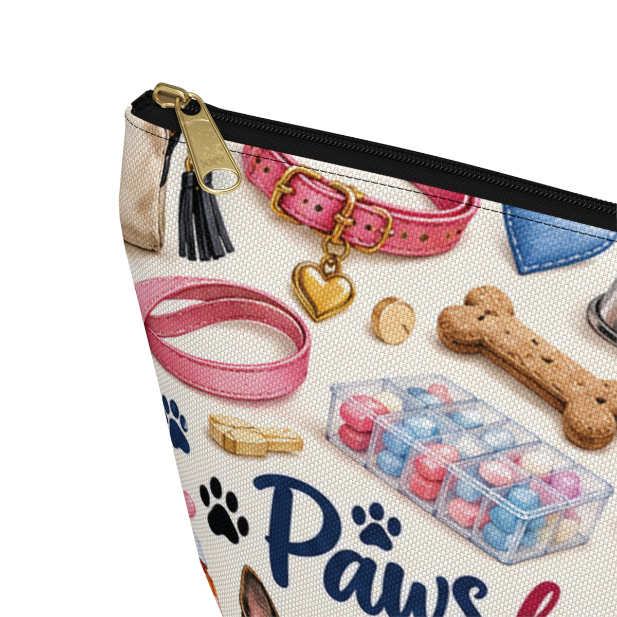 Paws for Pills Accessory Pouch — Dog Medicine & Treats T-Bottom Makeup Bag