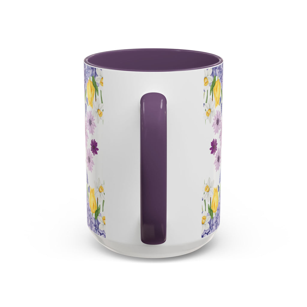 Botanical Floral Mug  Lavender & Yellow Flowers, Ceramic 11oz & 15oz Cup, Ideal Gift for Coffee Lovers, Mother's Day, or Cozy Spring Mornings