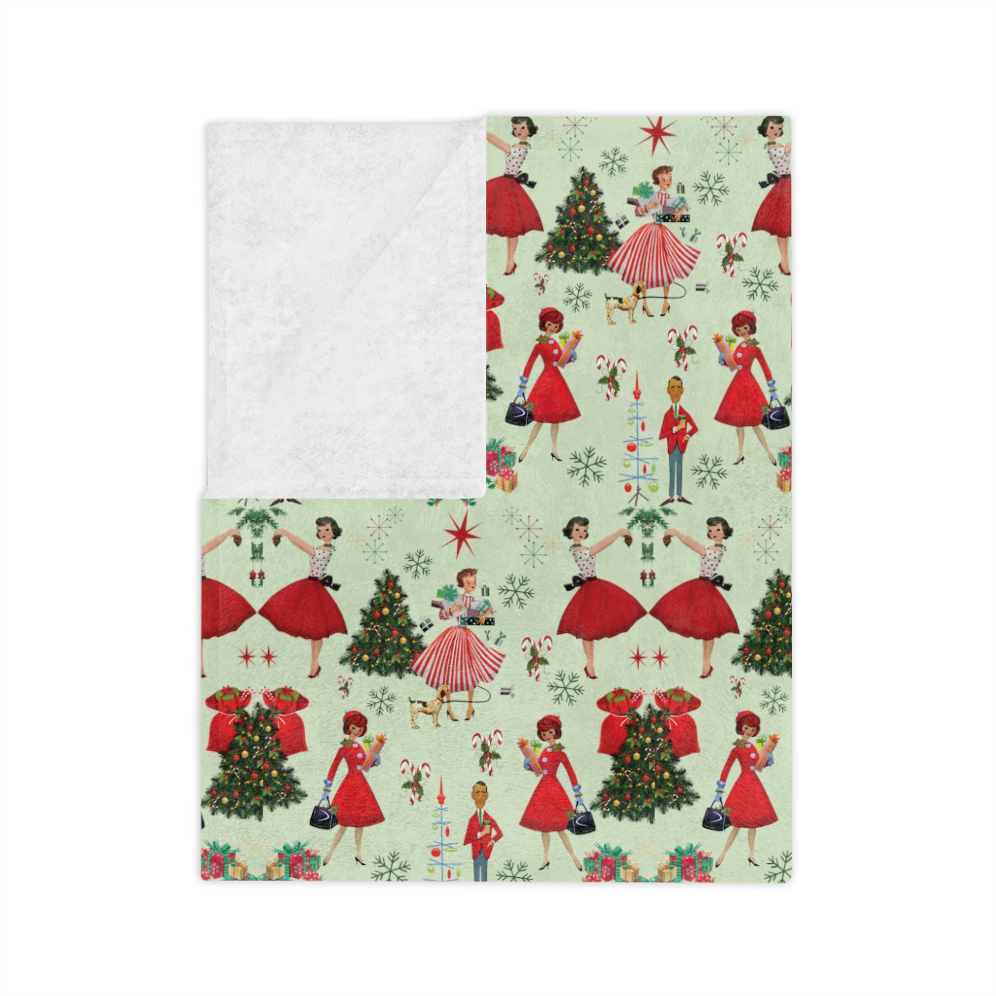 50s Christmas Minky Blanket Throw Ultra-Soft Minky Blanket Cozy Comfort Blanket Elegant Home Decor Plush Microfiber for Maximum Comfort Blanket, Perfect for Snuggling Decor, Cozy All-Season Warmth, Housewarming Gift Throw - MRSBYVALLE
