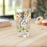 Pint Glass, Watercolor Floral House Cat, Gift for Cat Lovers, Cute Cat Glassware, Flower Decor, Spring Home Gift, Perfect Gift, Handwash